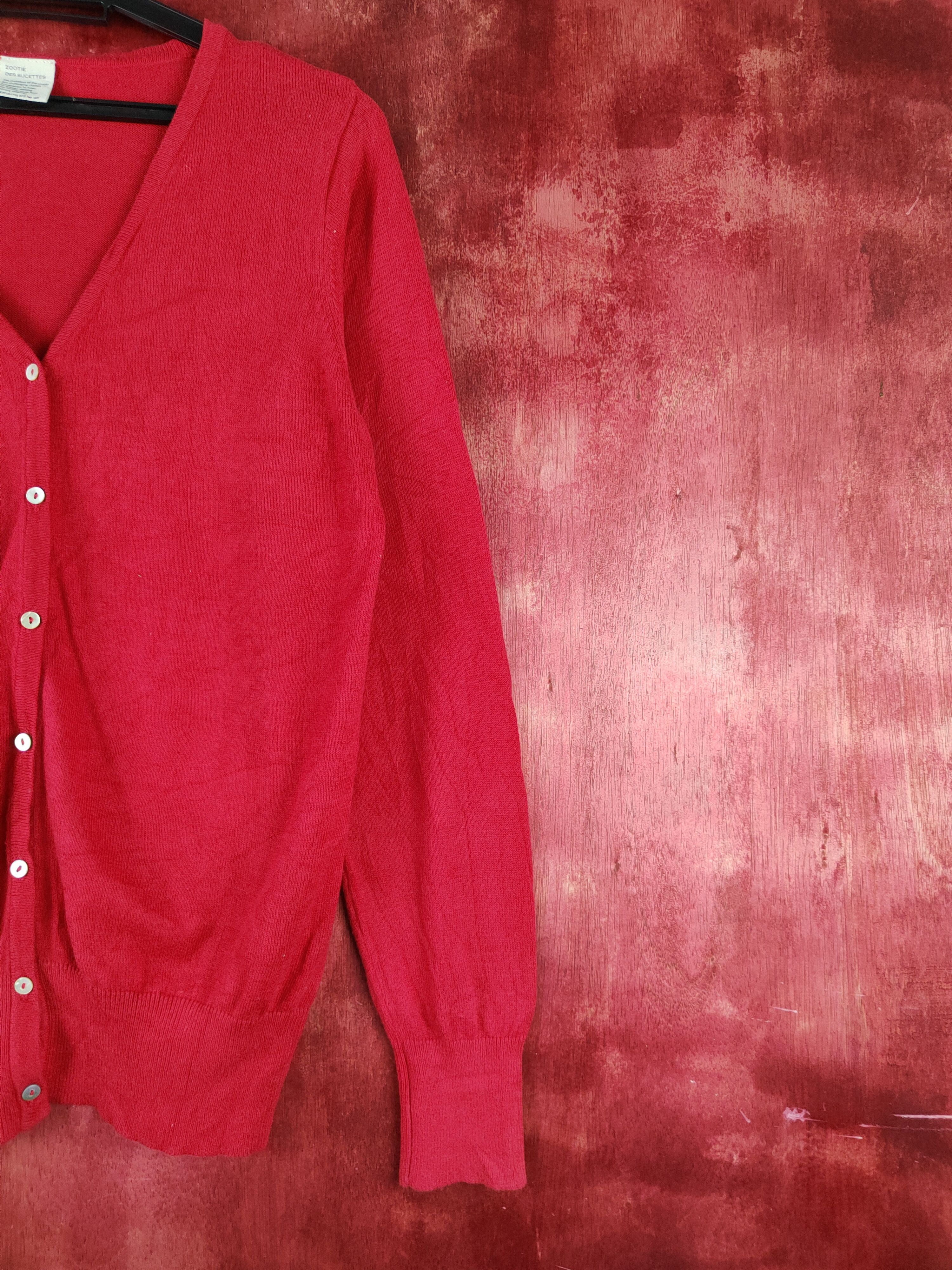 Japanese Brand Zootie Red Cardigan knitwear japan #S917 Size M / US 6-8 / IT 42-44 - 4 Thumbnail