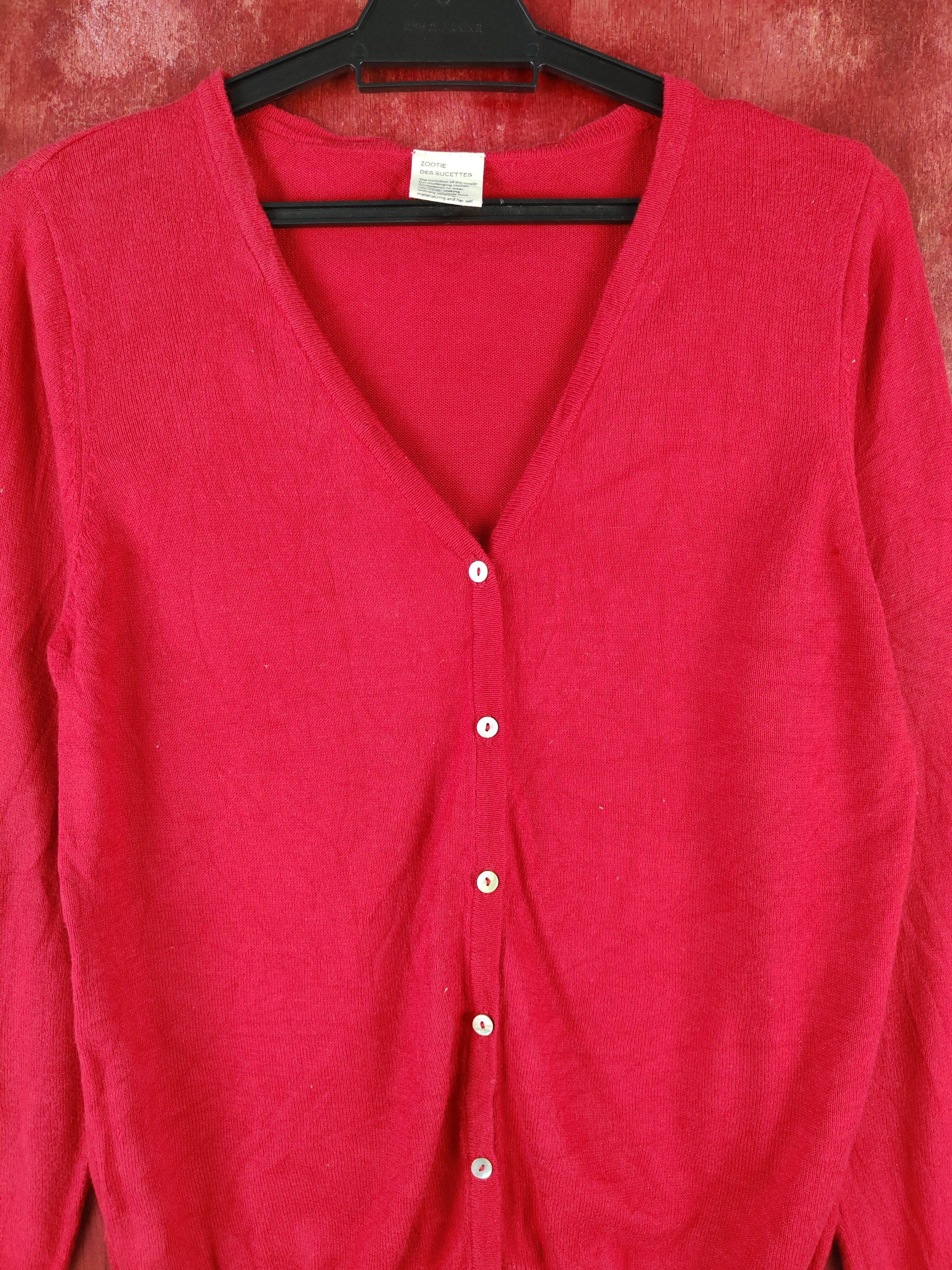 Japanese Brand Zootie Red Cardigan knitwear japan #S917 Size M / US 6-8 / IT 42-44 - 1 Thumbnail