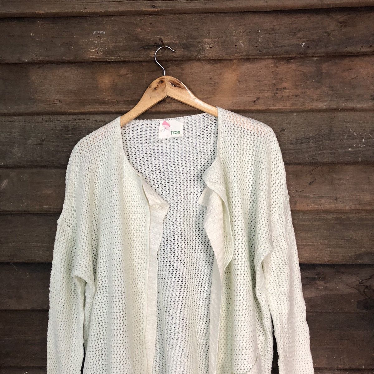 Vintage Tioom Mesh Net Crochet Green Cardigan Knitwear #7170 Size XL / US 12-14 / IT 48-50 - 2 Thumbnail