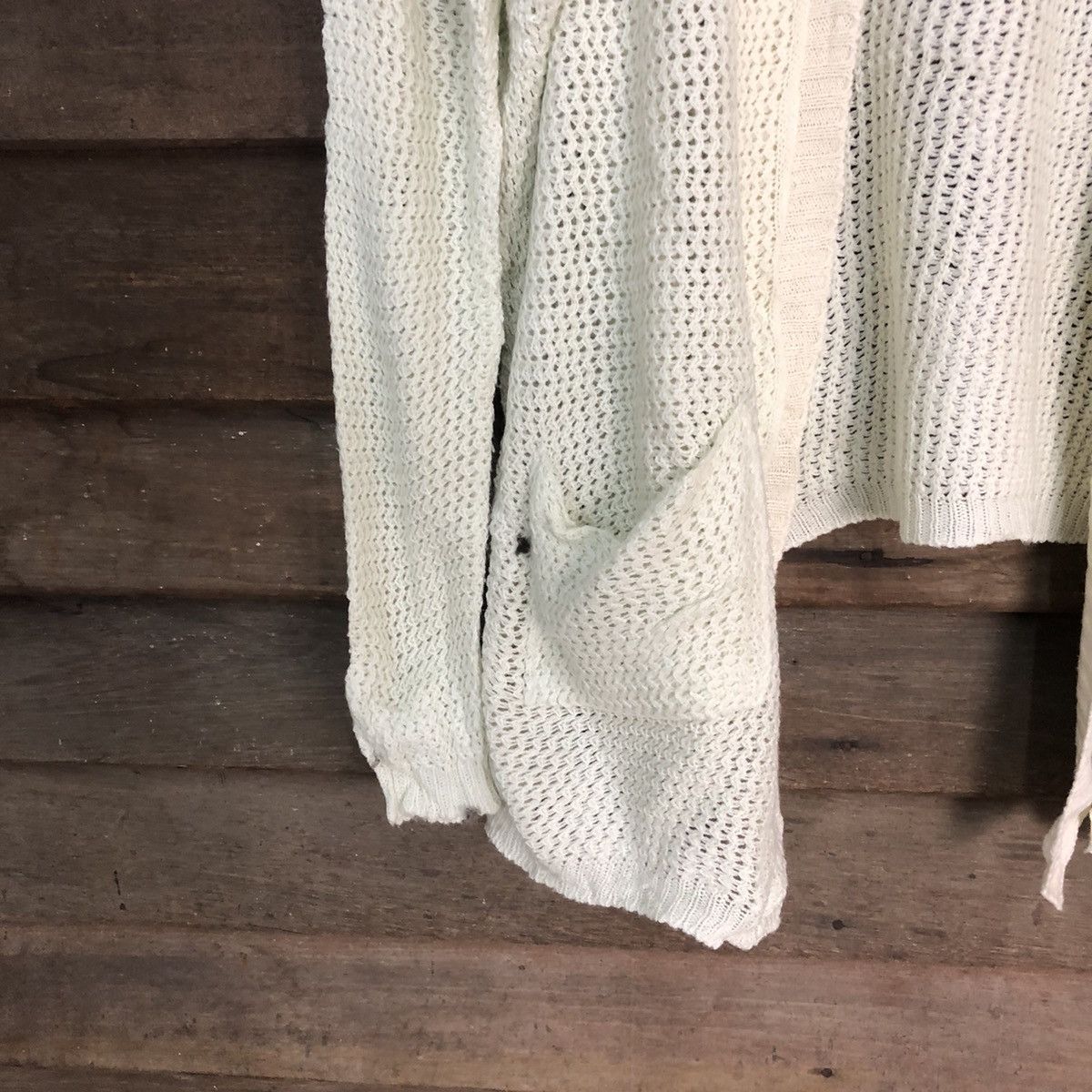 Vintage Tioom Mesh Net Crochet Green Cardigan Knitwear #7170 Size XL / US 12-14 / IT 48-50 - 4 Thumbnail