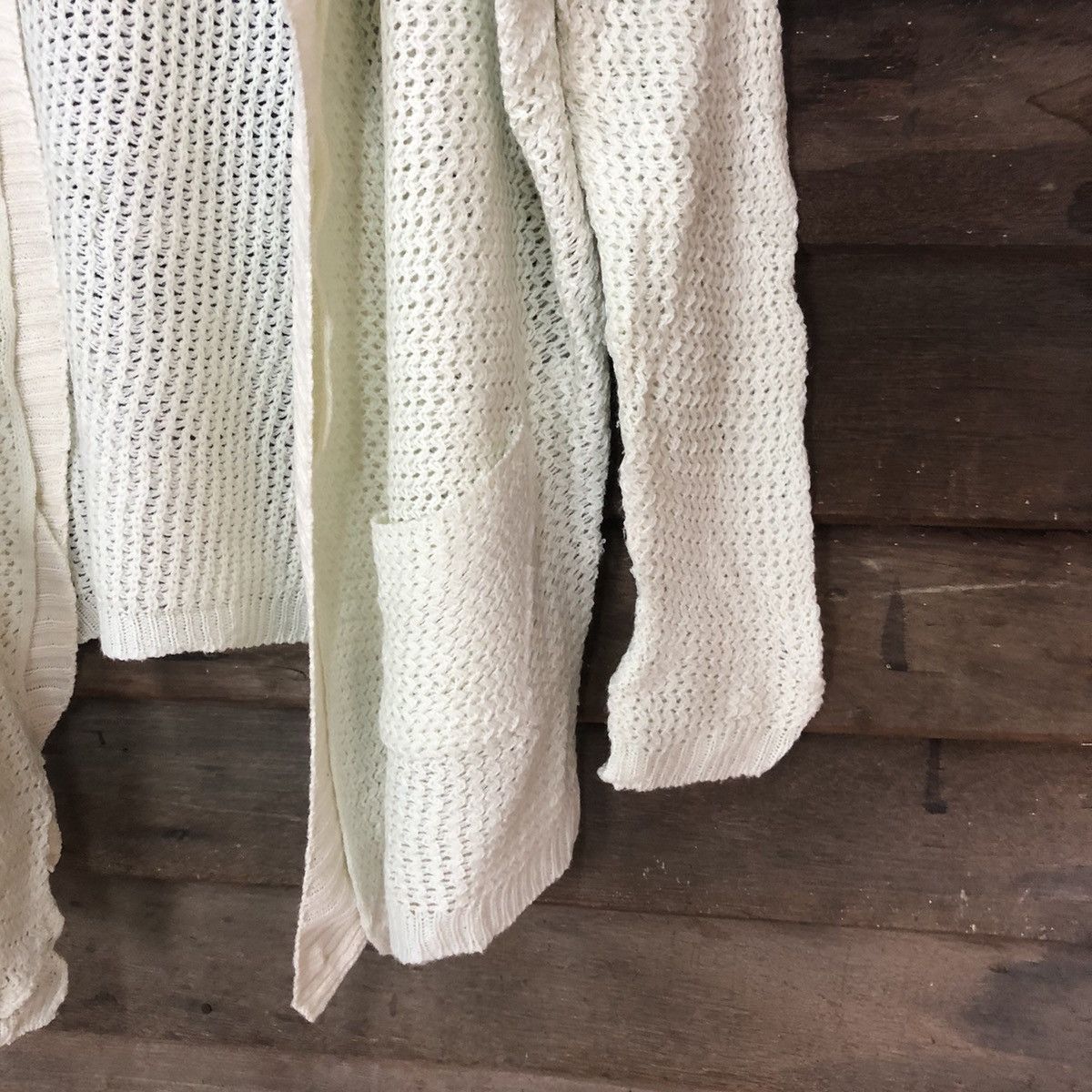 Vintage Tioom Mesh Net Crochet Green Cardigan Knitwear #7170 Size XL / US 12-14 / IT 48-50 - 5 Thumbnail