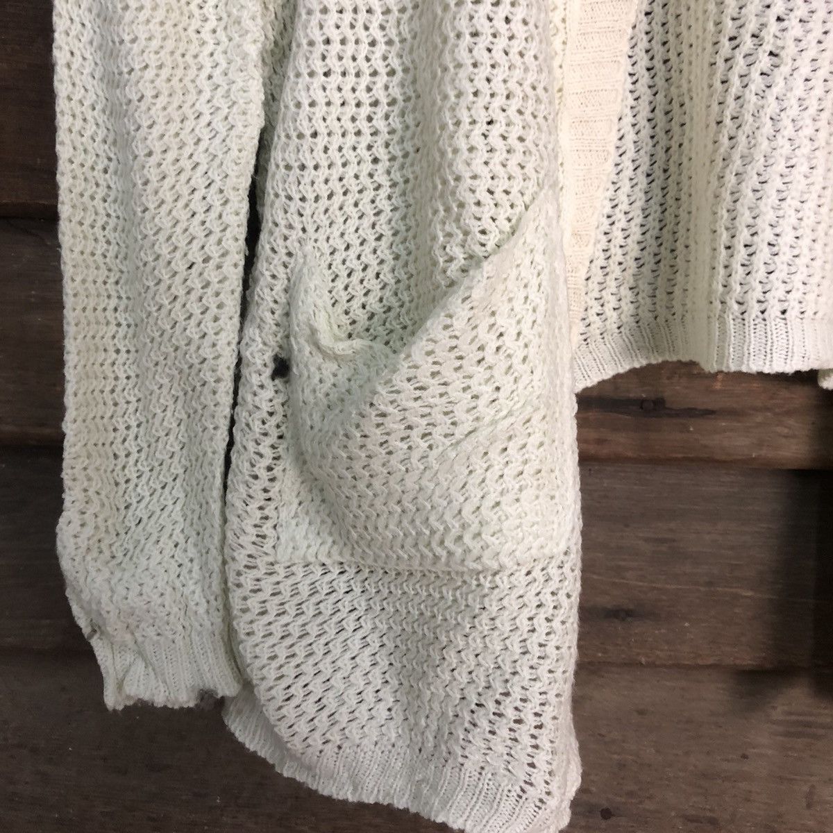 Vintage Tioom Mesh Net Crochet Green Cardigan Knitwear #7170 Size XL / US 12-14 / IT 48-50 - 8 Thumbnail