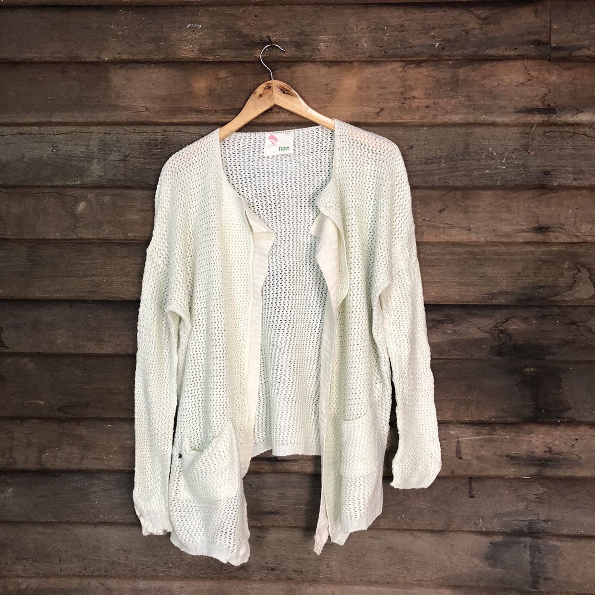 Vintage Tioom Mesh Net Crochet Green Cardigan Knitwear #7170 Size XL / US 12-14 / IT 48-50 - 1 Thumbnail