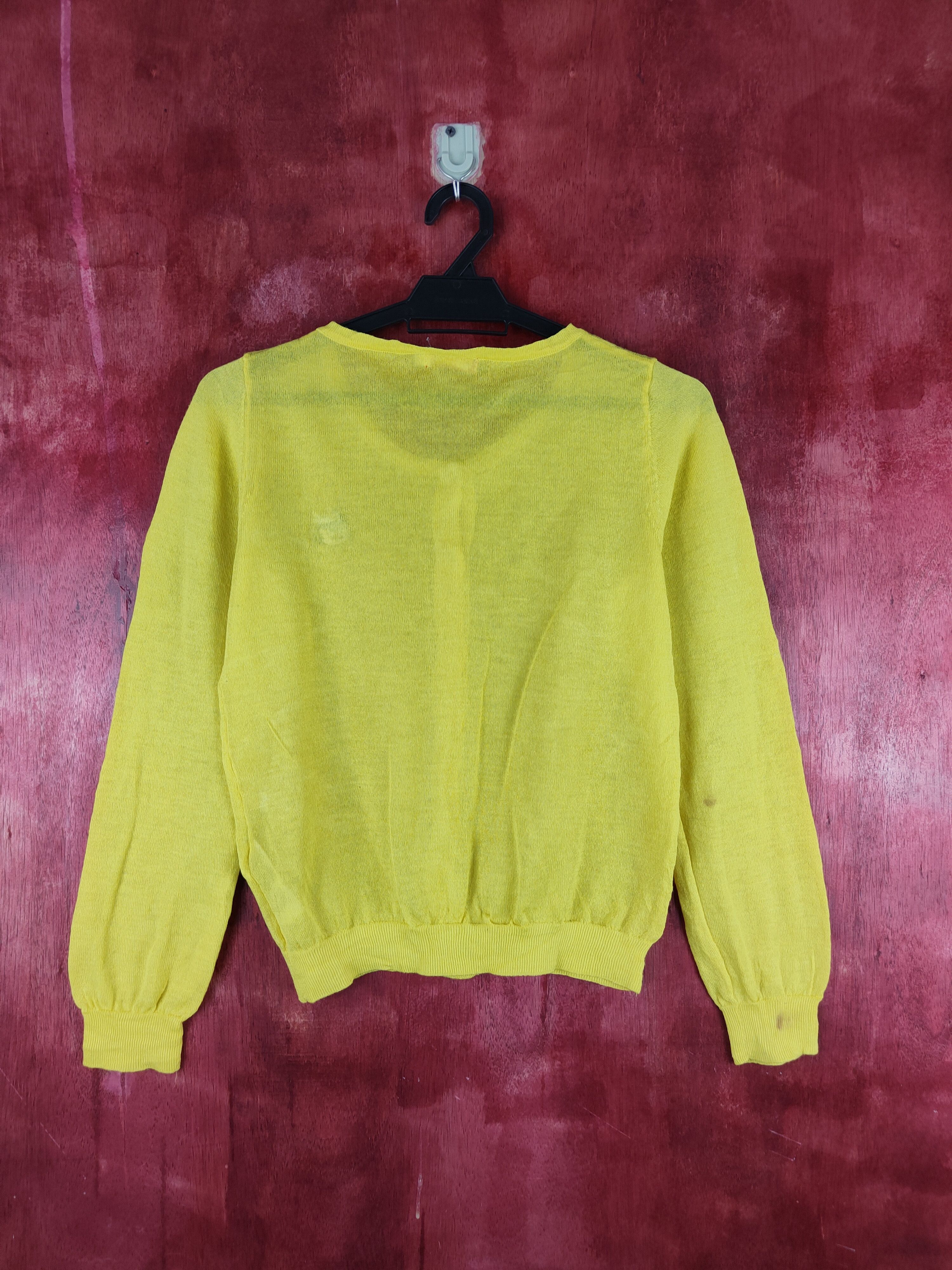 Japanese Brand Earth Music & Ecology Yellow Crochet Meshnet Cardigan #S906 Size S / US 4 / IT 40 - 8 Thumbnail