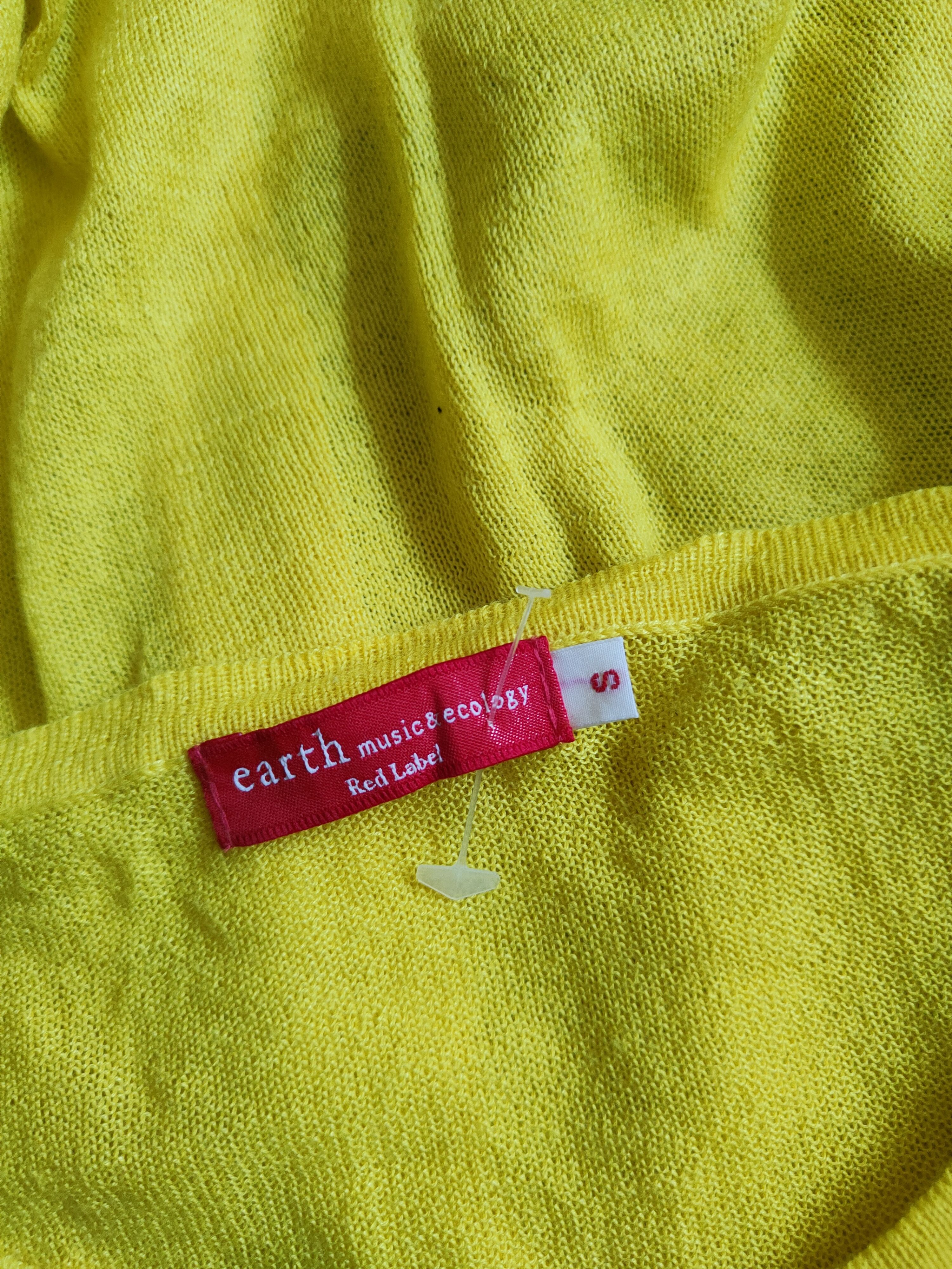 Japanese Brand Earth Music & Ecology Yellow Crochet Meshnet Cardigan #S906 Size S / US 4 / IT 40 - 13 Thumbnail