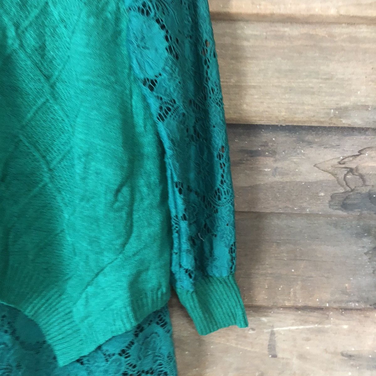Vintage Japan Mesh Net Crochet Green Cardigan Knitwear #7140 Size S / US 4 / IT 40 - 5 Thumbnail