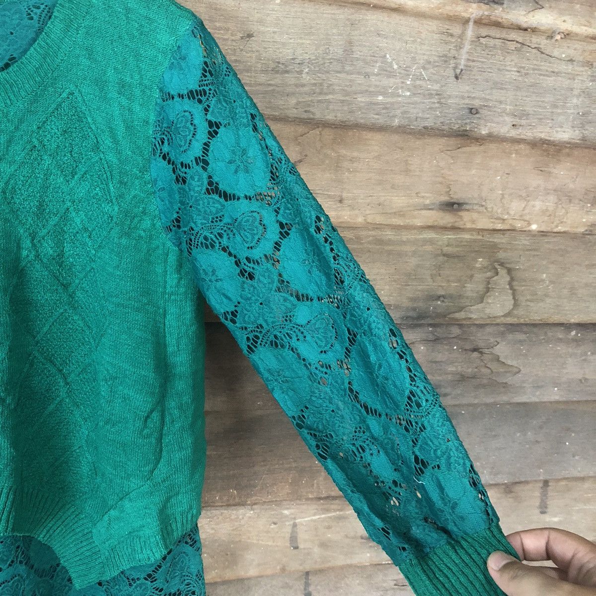 Vintage Japan Mesh Net Crochet Green Cardigan Knitwear #7140 Size S / US 4 / IT 40 - 10 Thumbnail