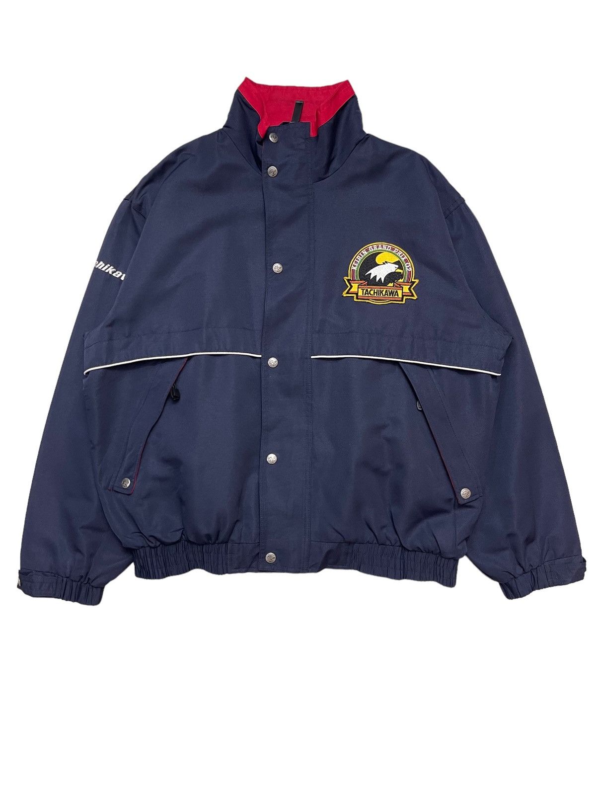 image of Grand Prix 02 Tachikawa Racing Bomber Jacket in Navy Blue, Men's (Size Large)