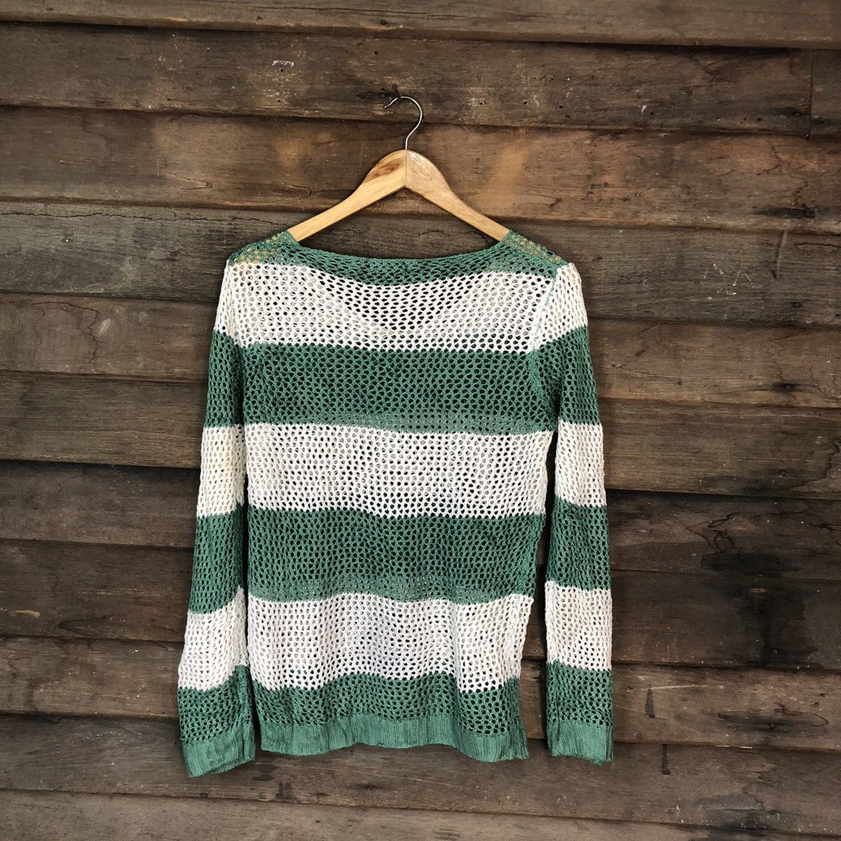 Vintage Chic& Booti MeshNet Crochet Stripe Cardigan Knitwear #7130DL Size US M / EU 48-50 / 2 - 12 Thumbnail