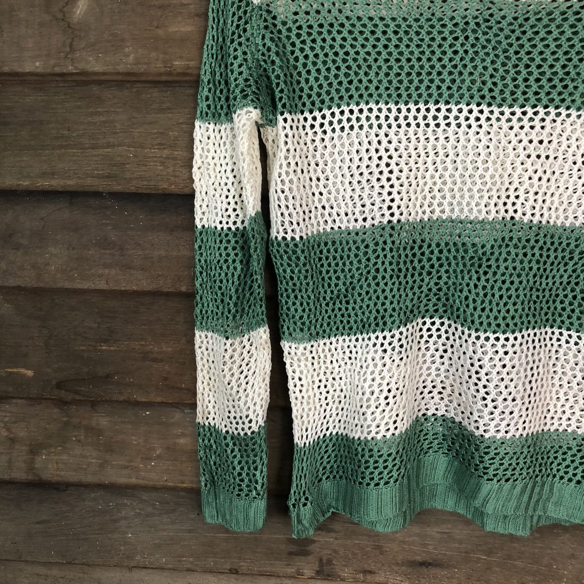 Vintage Chic& Booti MeshNet Crochet Stripe Cardigan Knitwear #7130DL Size US M / EU 48-50 / 2 - 4 Thumbnail