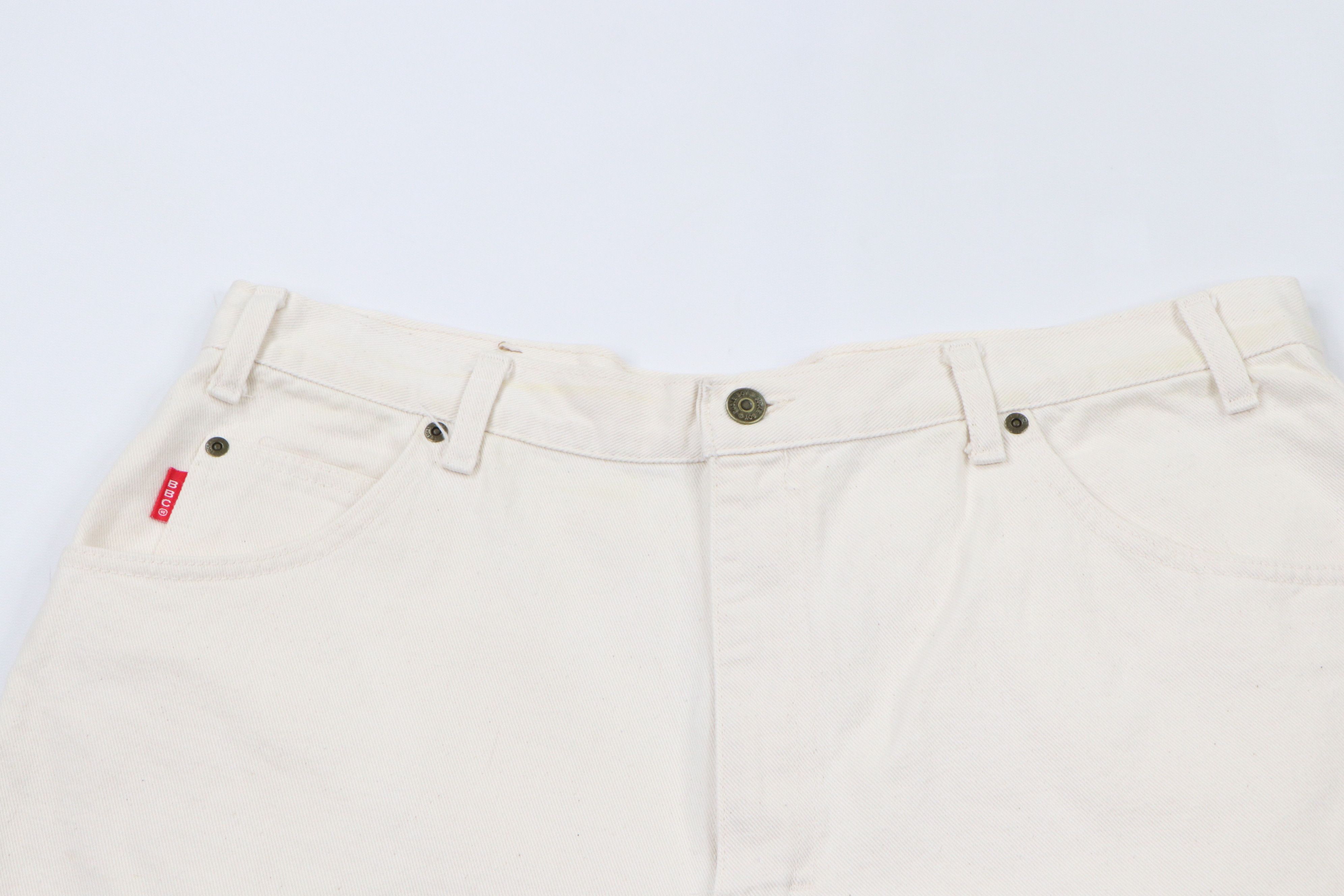 Other Vintage 90s Streetwear Baggy Denim Jean Shorts Cream Cotton Size US 38 / EU 54 - 2 Thumbnail