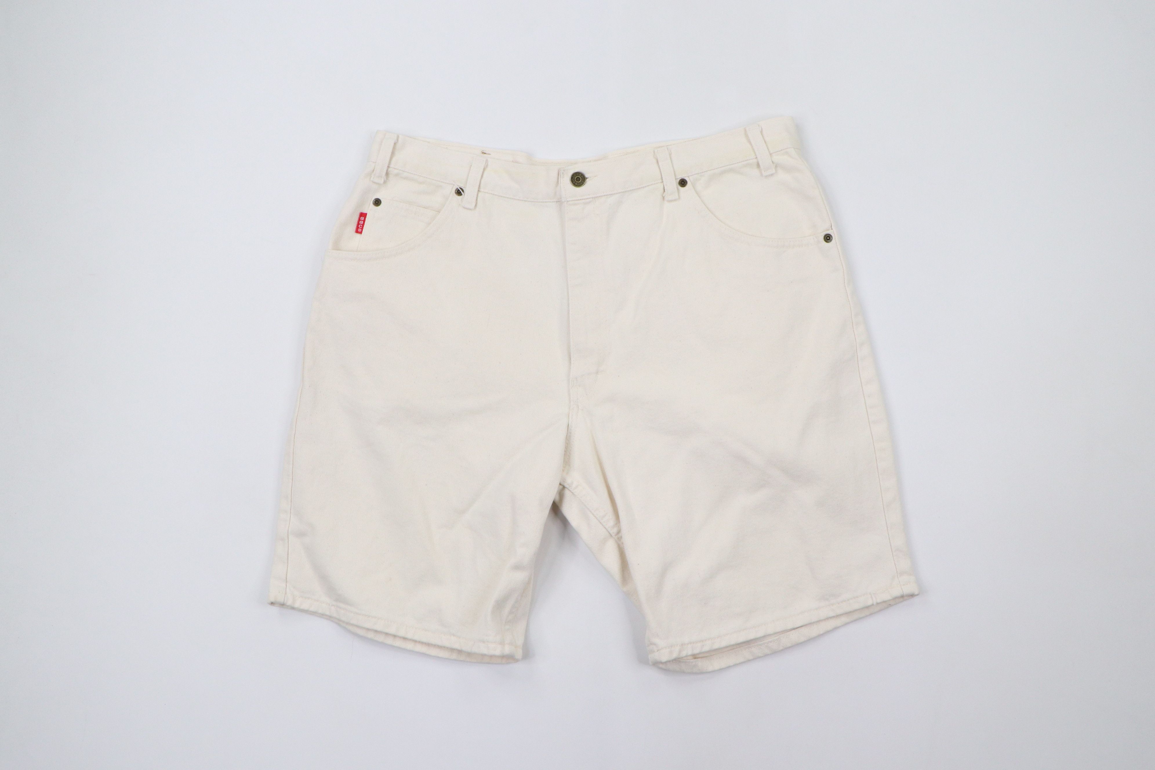 Other Vintage 90s Streetwear Baggy Denim Jean Shorts Cream Cotton Size US 38 / EU 54 - 1 Thumbnail