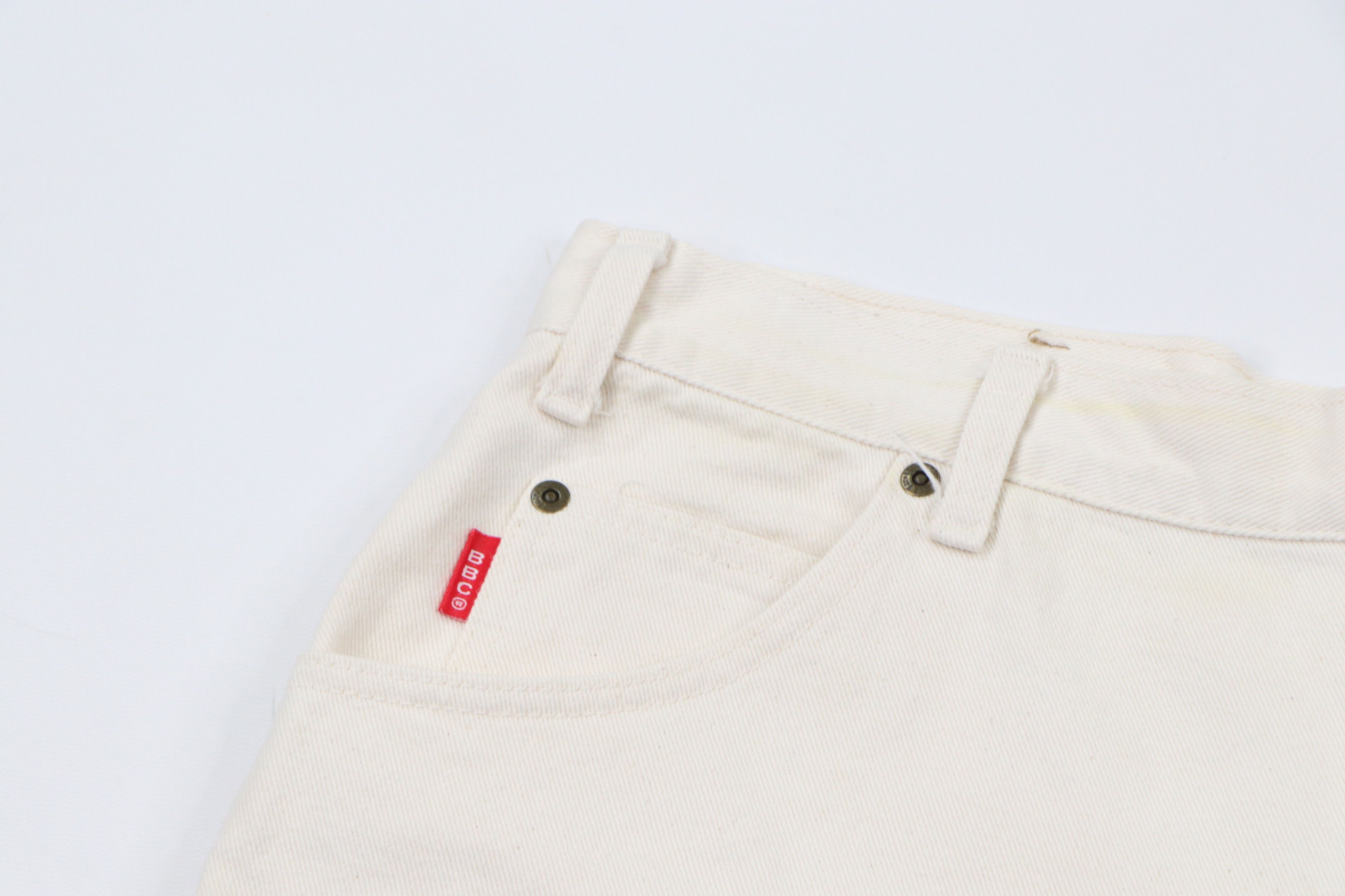 Other Vintage 90s Streetwear Baggy Denim Jean Shorts Cream Cotton Size US 38 / EU 54 - 4 Thumbnail