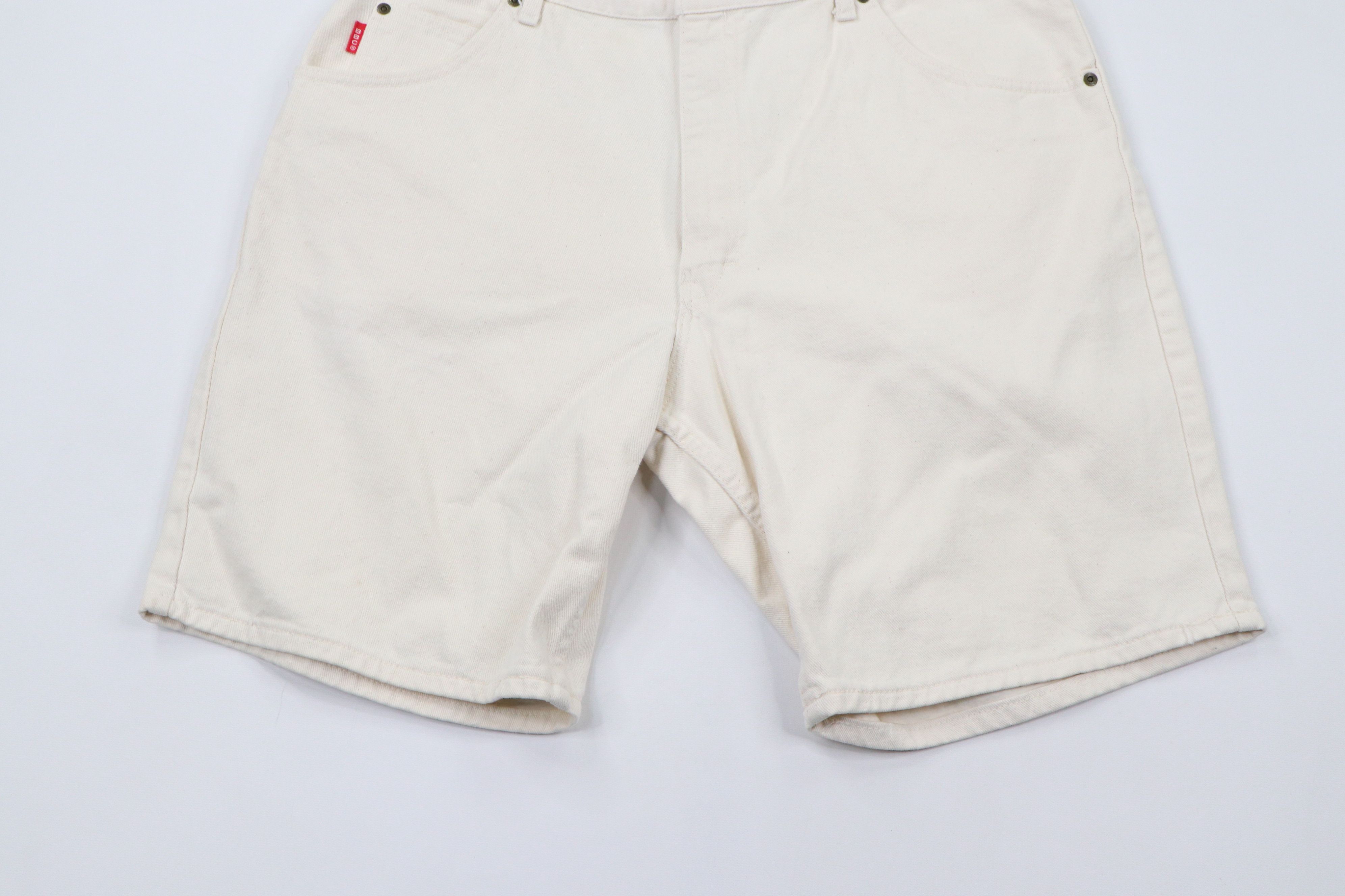 Other Vintage 90s Streetwear Baggy Denim Jean Shorts Cream Cotton Size US 38 / EU 54 - 3 Thumbnail