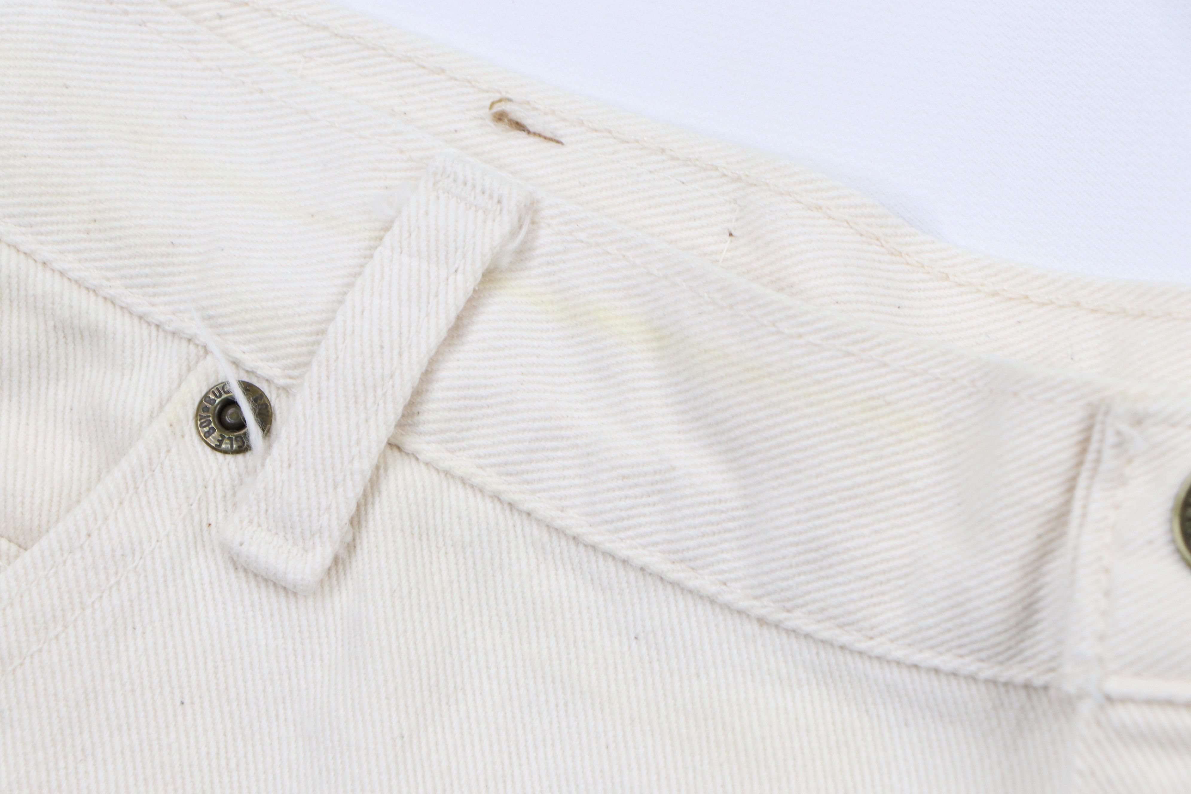 Other Vintage 90s Streetwear Baggy Denim Jean Shorts Cream Cotton Size US 38 / EU 54 - 5 Thumbnail