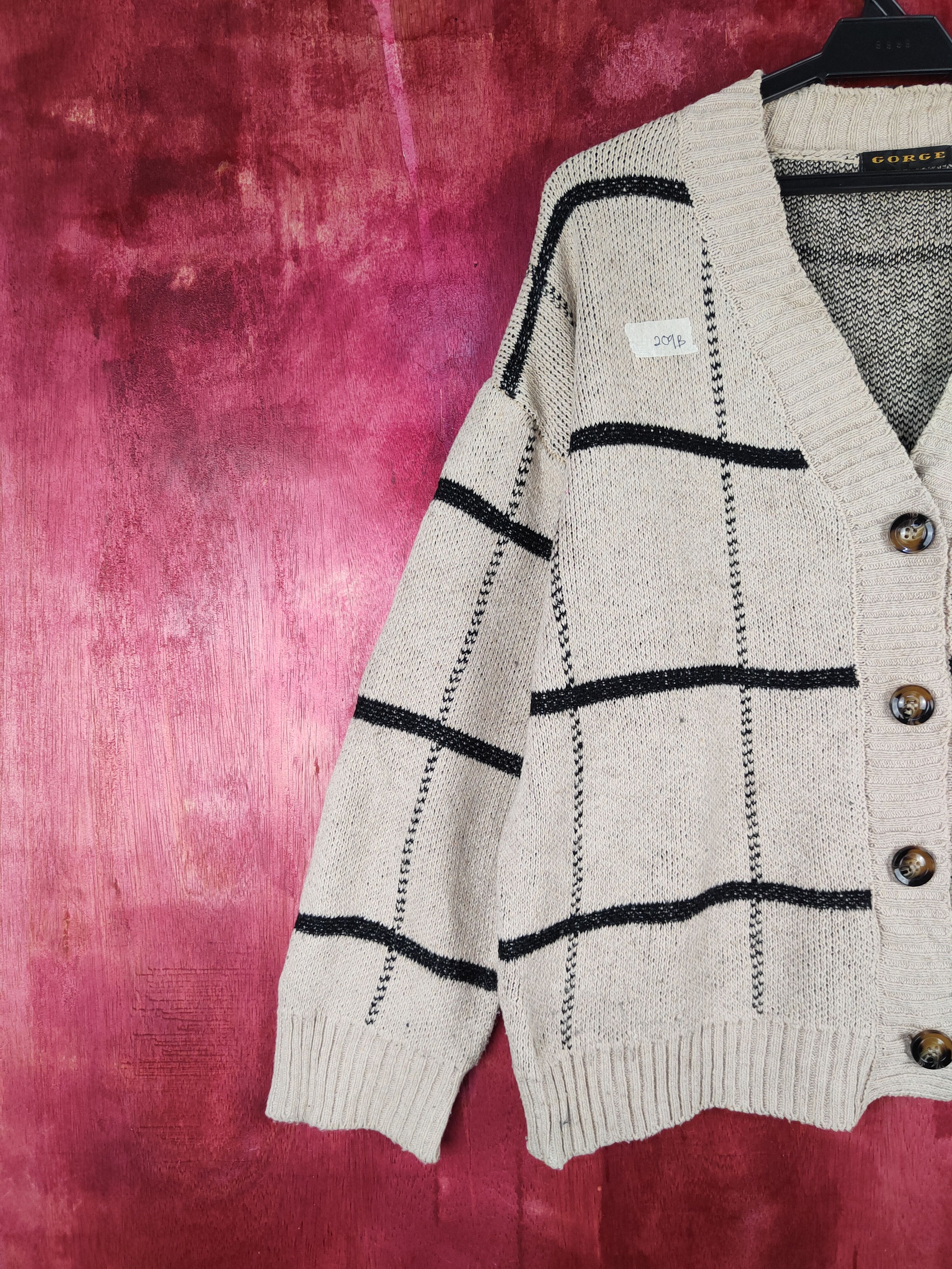 Homespun Knitwear × Japanese Brand Gorge Brown stripe checkered Knitwear Cardigan #209B Size US M / EU 48-50 / 2 - 3 Thumbnail