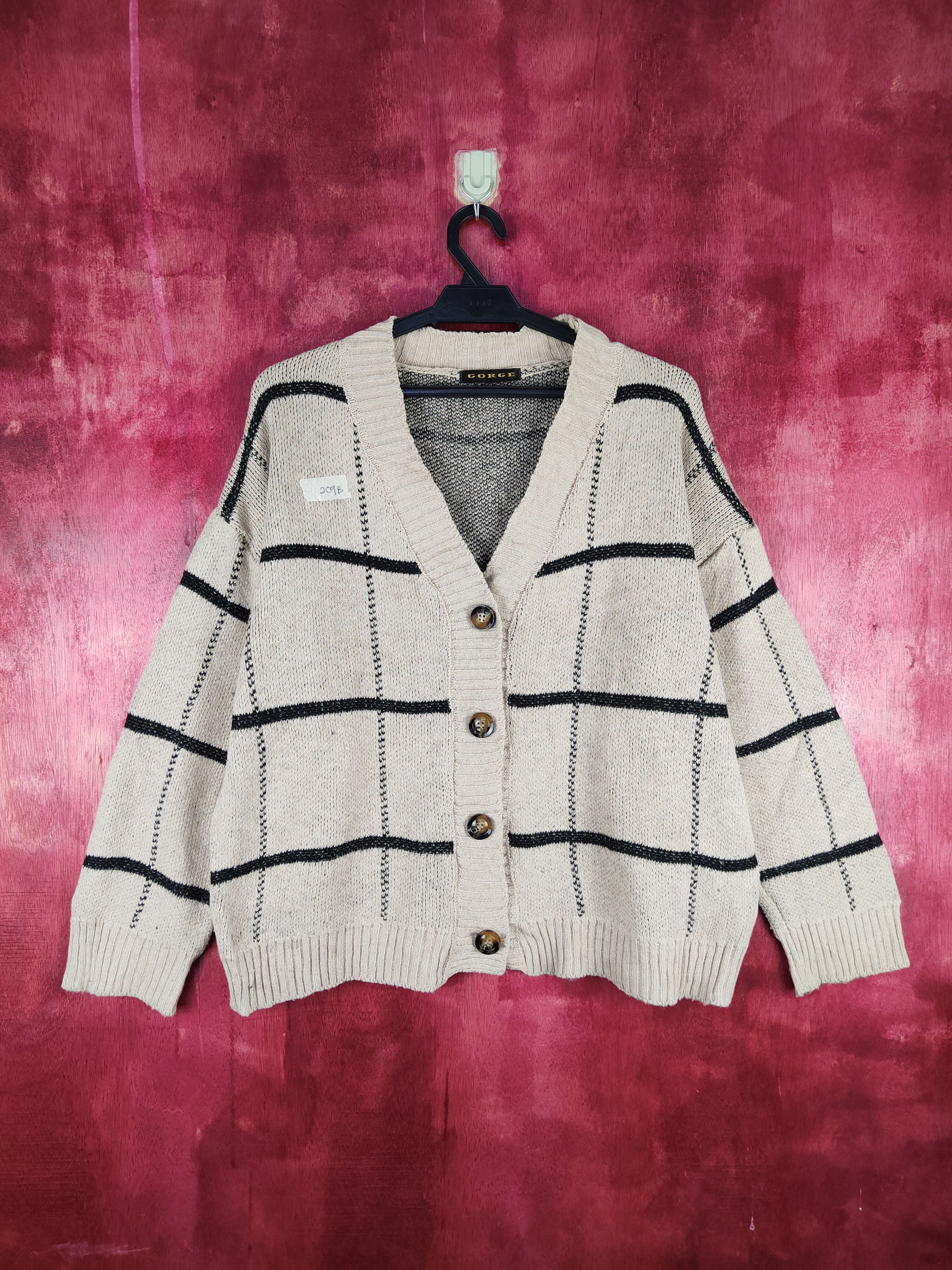 Homespun Knitwear × Japanese Brand Gorge Brown stripe checkered Knitwear Cardigan #209B Size US M / EU 48-50 / 2 - 1 Thumbnail