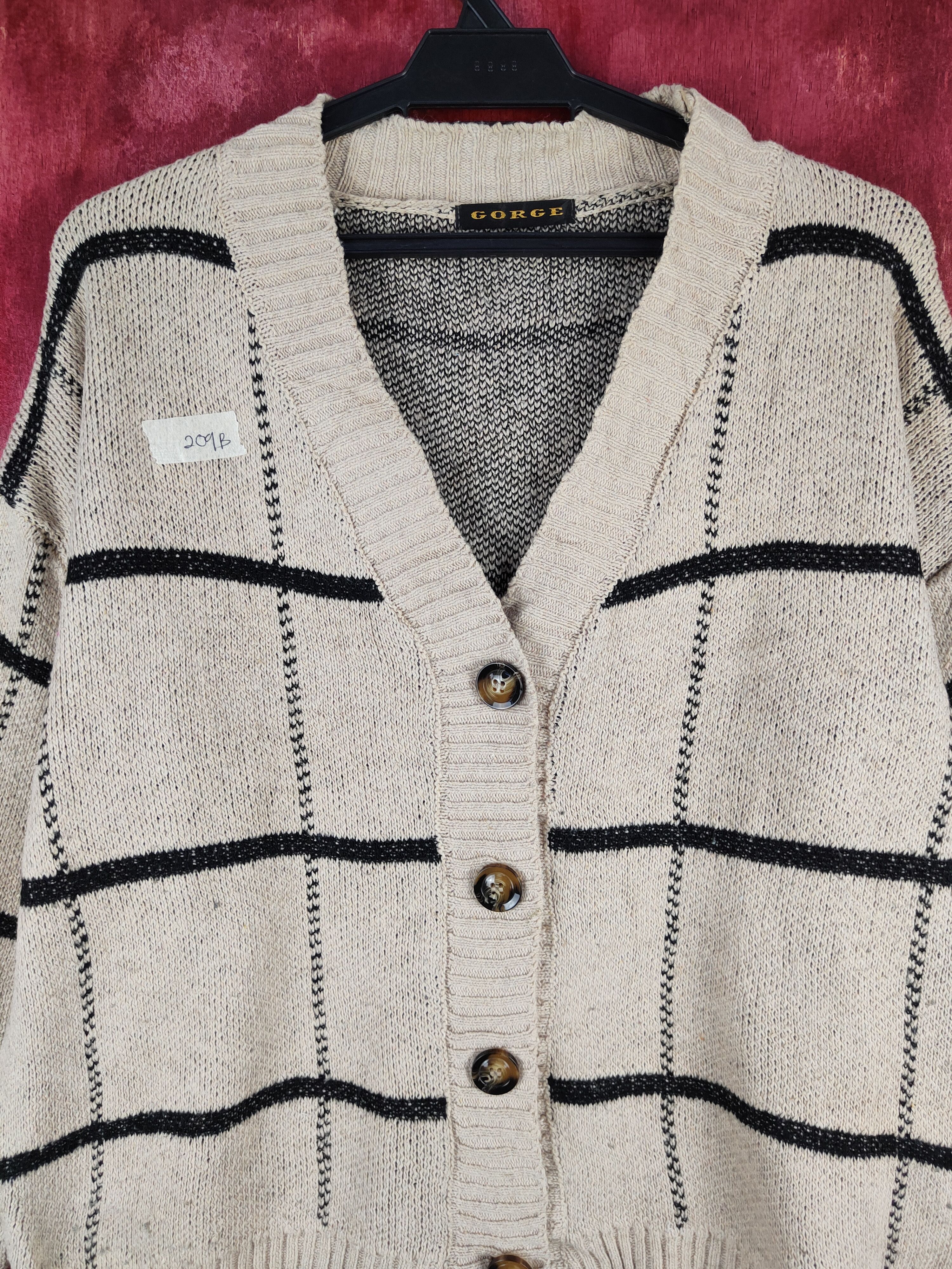 Homespun Knitwear × Japanese Brand Gorge Brown stripe checkered Knitwear Cardigan #209B Size US M / EU 48-50 / 2 - 2 Thumbnail