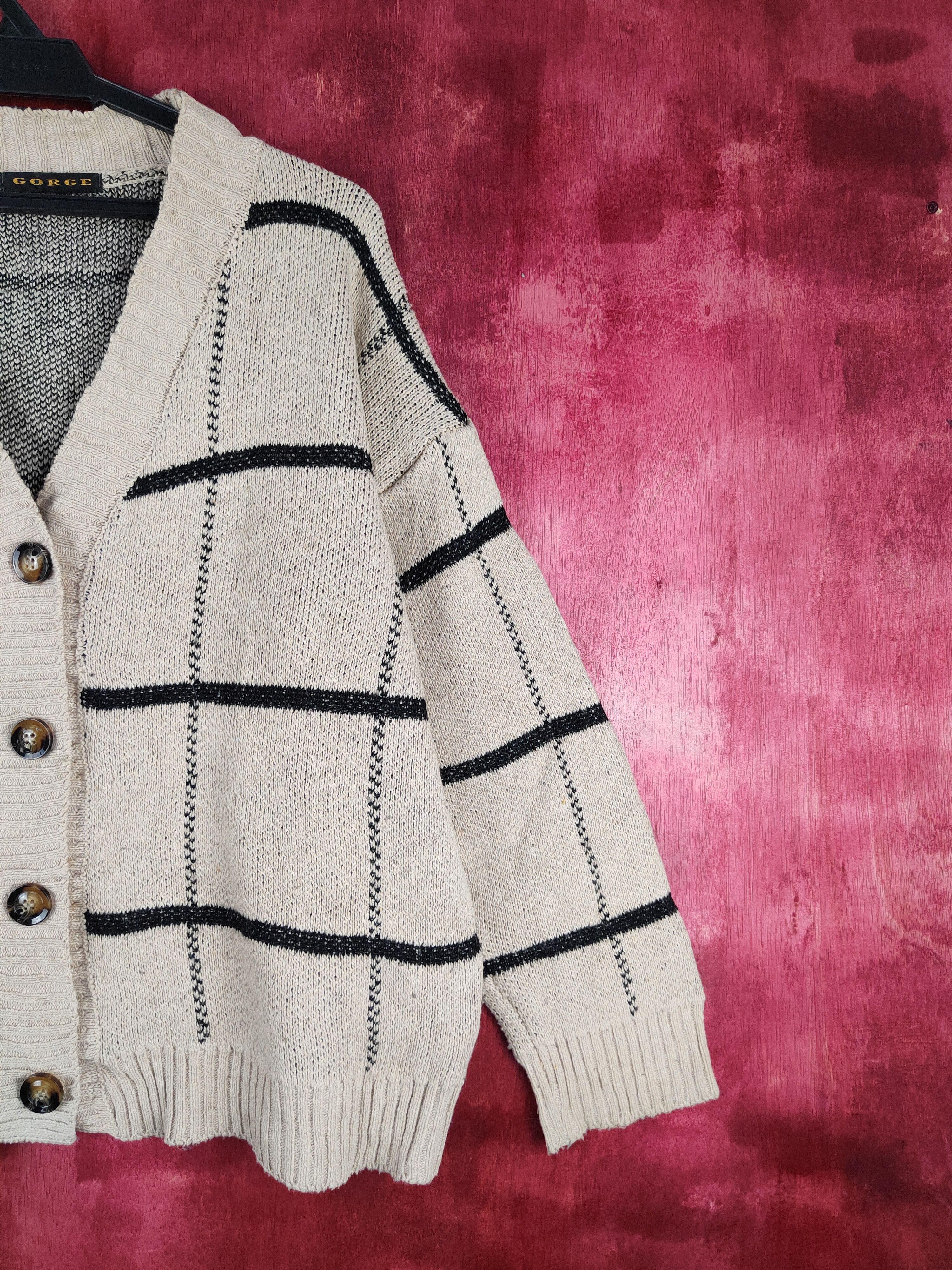 Homespun Knitwear × Japanese Brand Gorge Brown stripe checkered Knitwear Cardigan #209B Size US M / EU 48-50 / 2 - 5 Thumbnail