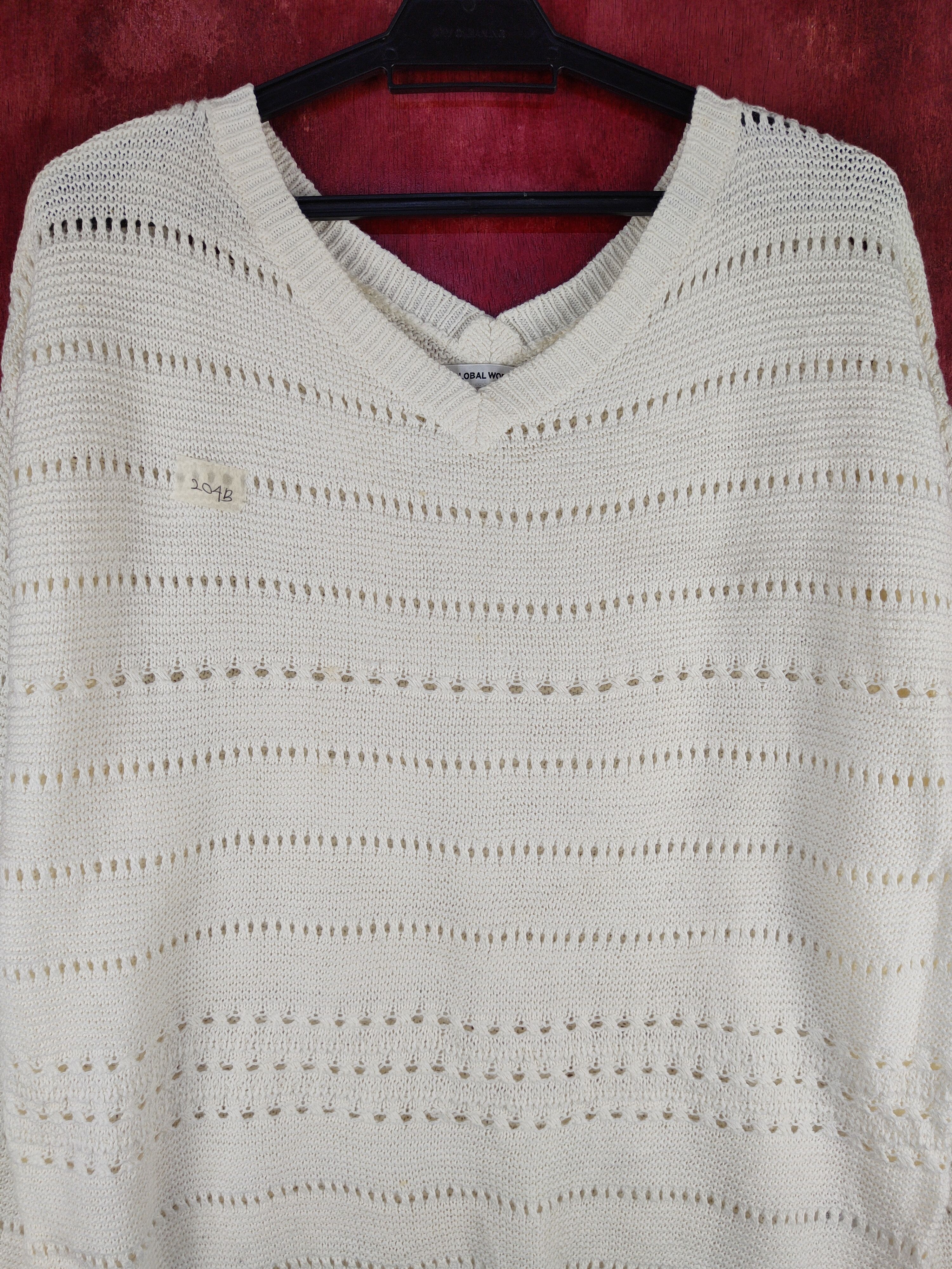 Global Work × Homespun Knitwear × Japanese Brand Global Work Ivory Knitwear Sweatshirt #204B Size L / US 10 / IT 46 - 2 Thumbnail
