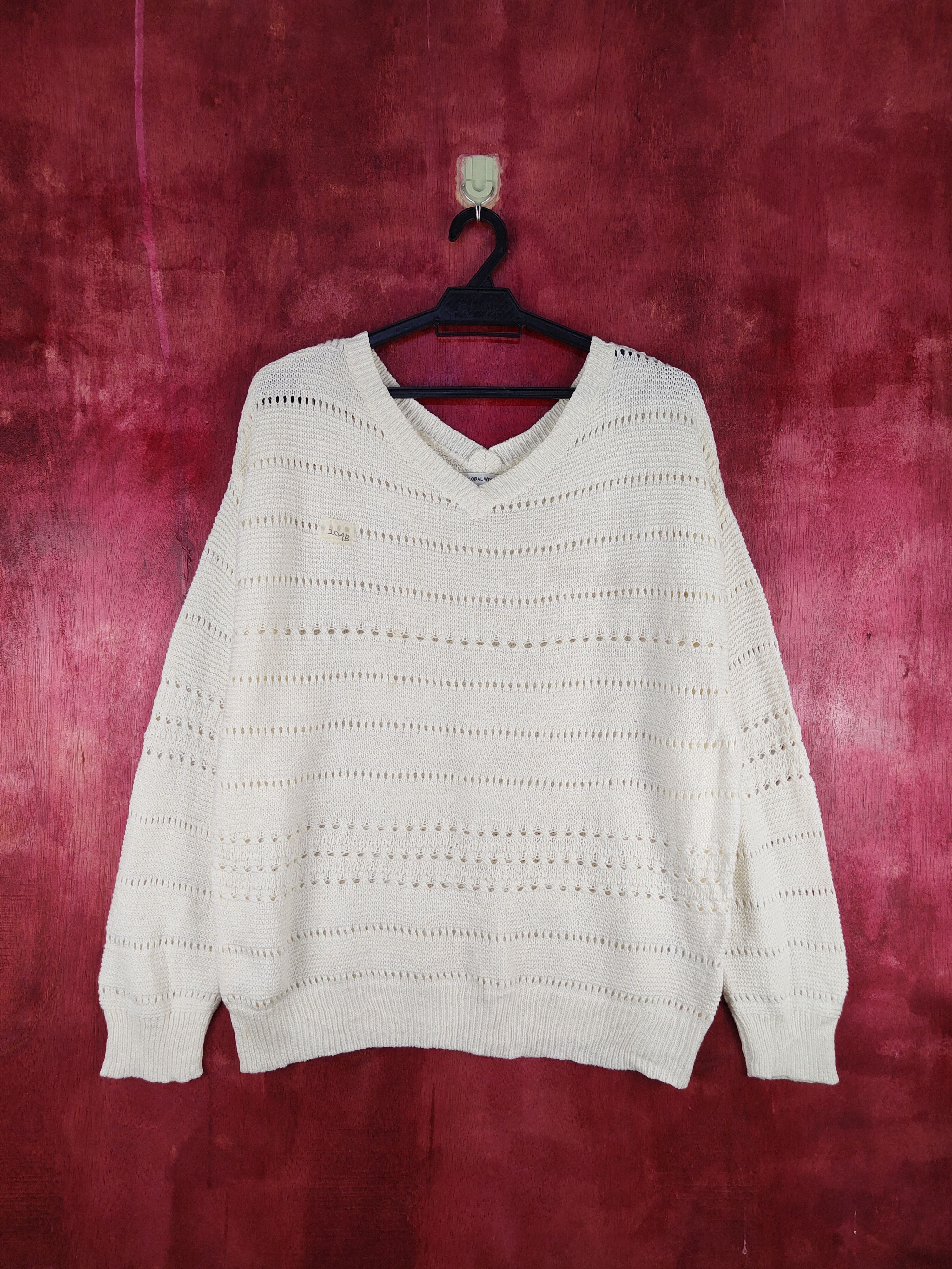 Global Work × Homespun Knitwear × Japanese Brand Global Work Ivory Knitwear Sweatshirt #204B Size L / US 10 / IT 46 - 1 Thumbnail