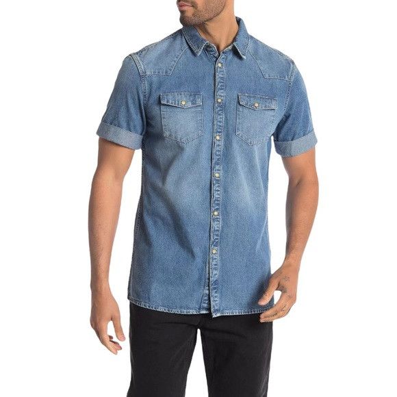 Allsaints AllSaints ilford denim short sleeve shirt Size US S / EU 44-46 / 1 - 1 Thumbnail