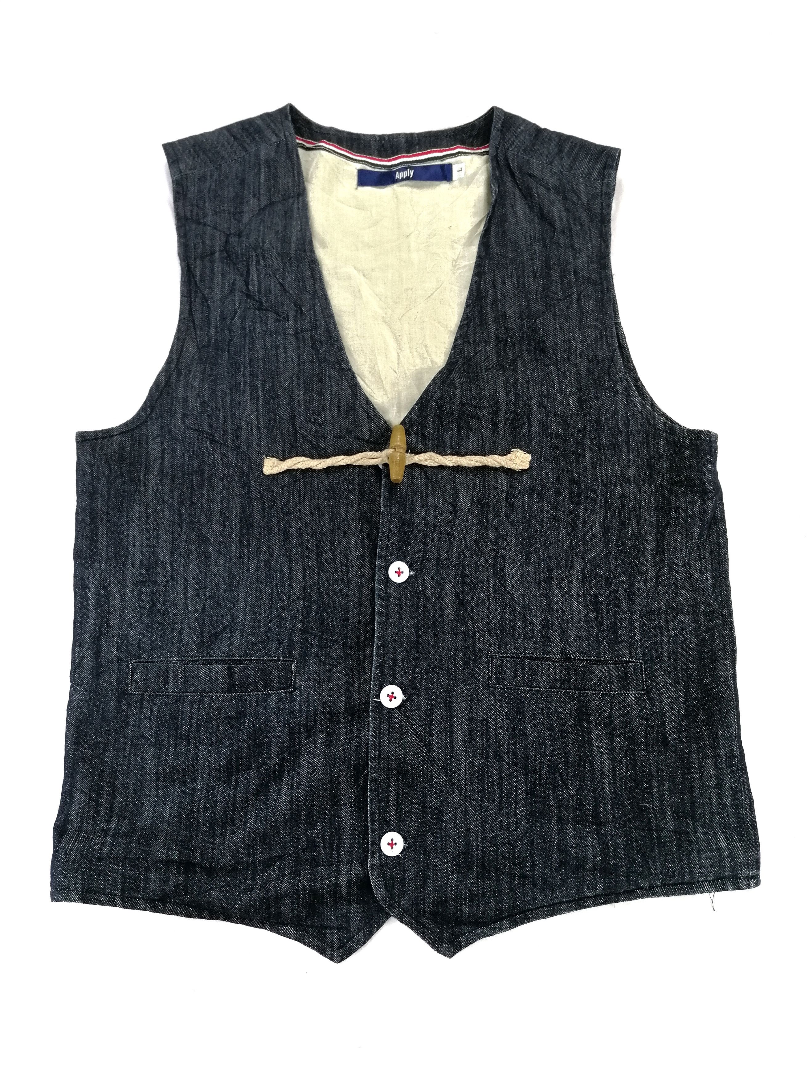 Japanese Brand Vintage Japanese Brand Apply Denim Vest Jacket Size US S / EU 44-46 / 1 - 1 Thumbnail