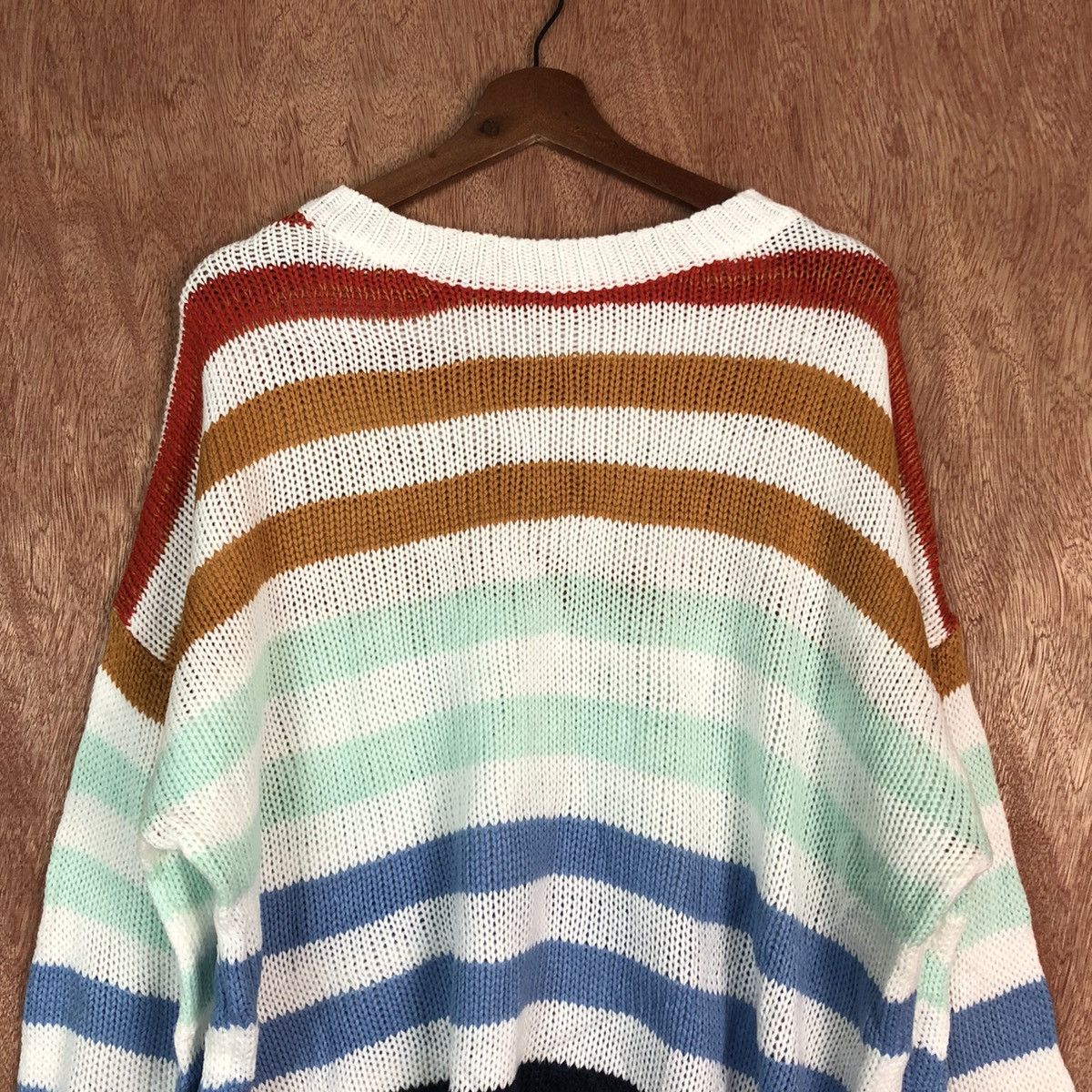 Japanese Brand DL Japan stripe rainbow Shag Shaggy Knitwear #6084 Size US XL / EU 56 / 4 - 2 Thumbnail