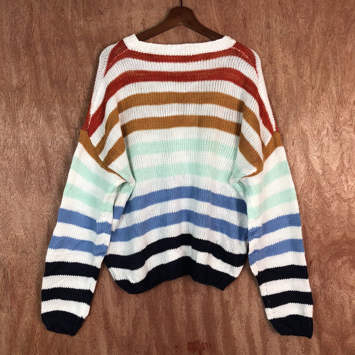 Japanese Brand DL Japan stripe rainbow Shag Shaggy Knitwear #6084 Size US XL / EU 56 / 4 - 11 Thumbnail