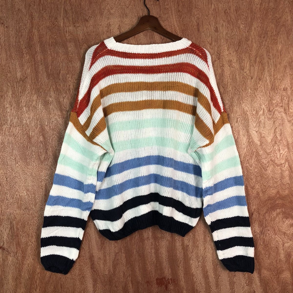Japanese Brand DL Japan stripe rainbow Shag Shaggy Knitwear #6084 Size US XL / EU 56 / 4 - 9 Thumbnail