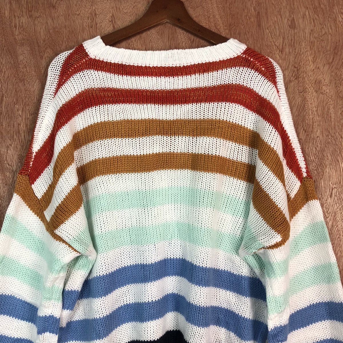 Japanese Brand DL Japan stripe rainbow Shag Shaggy Knitwear #6084 Size US XL / EU 56 / 4 - 10 Thumbnail