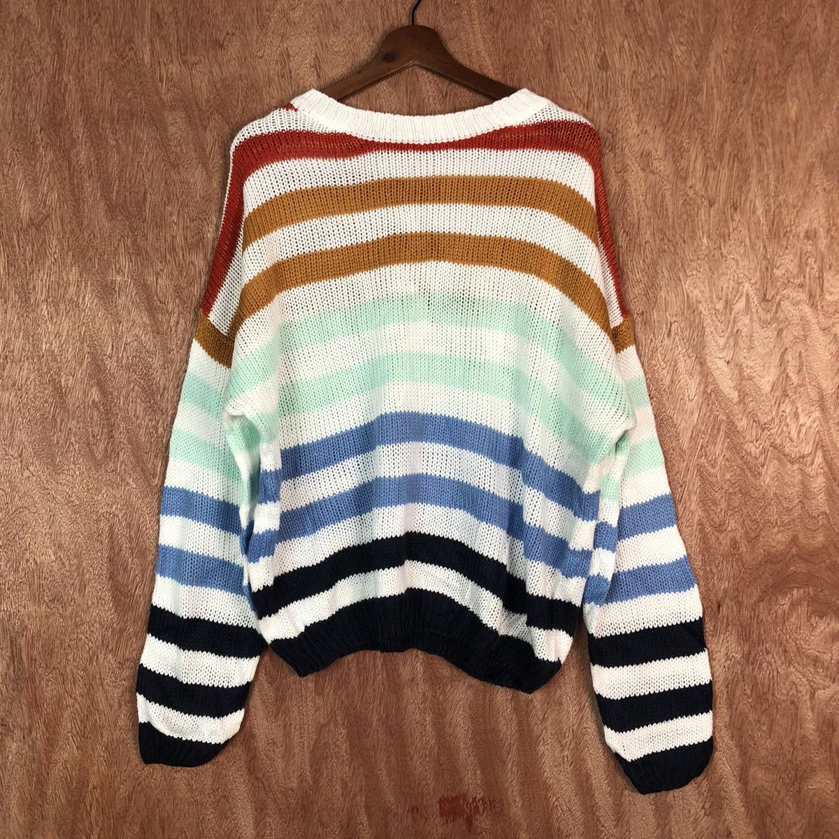 Japanese Brand DL Japan stripe rainbow Shag Shaggy Knitwear #6084 Size US XL / EU 56 / 4 - 1 Thumbnail