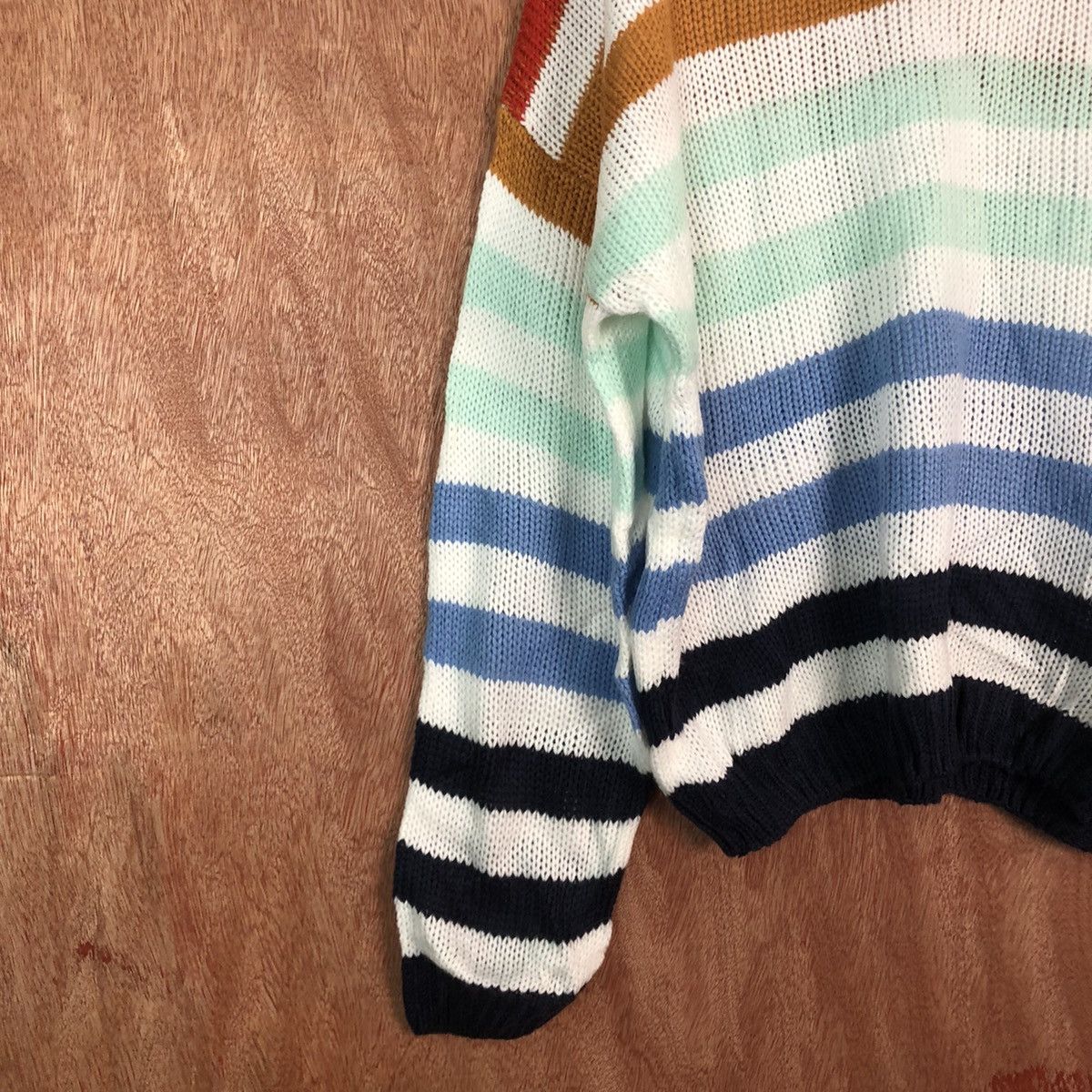Japanese Brand DL Japan stripe rainbow Shag Shaggy Knitwear #6084 Size US XL / EU 56 / 4 - 7 Thumbnail