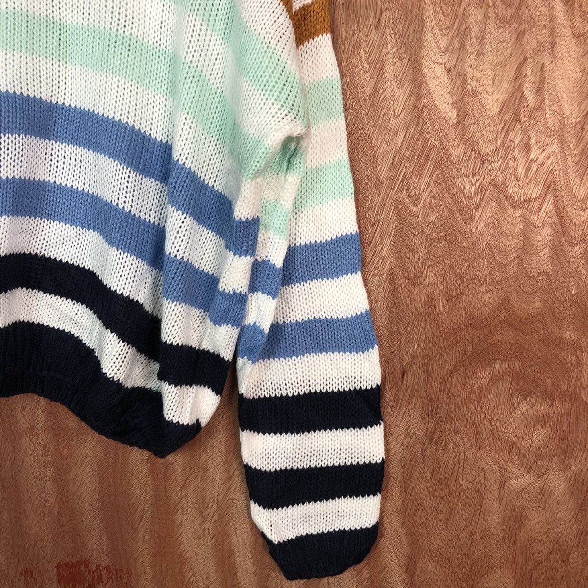 Japanese Brand DL Japan stripe rainbow Shag Shaggy Knitwear #6084 Size US XL / EU 56 / 4 - 5 Thumbnail