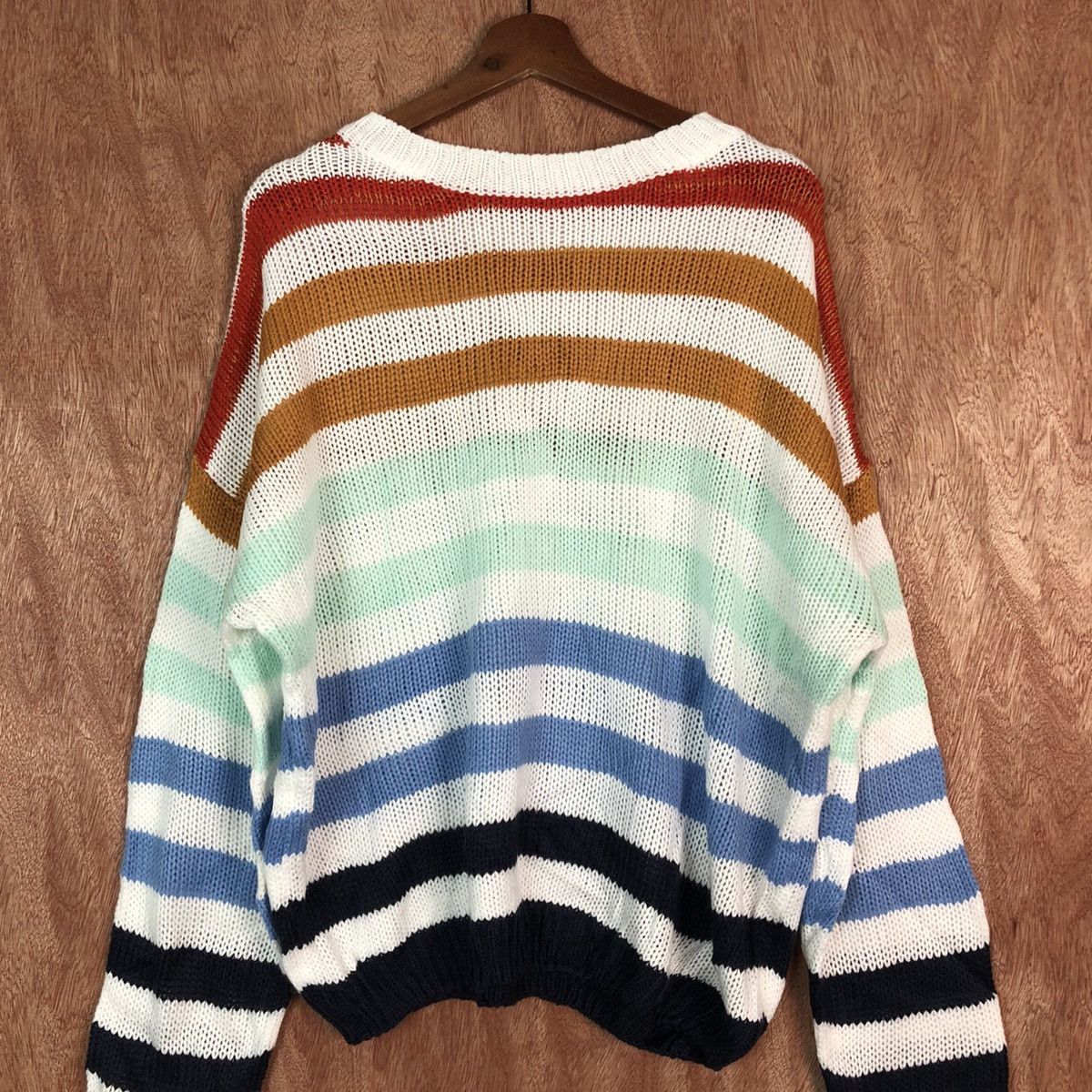 Japanese Brand DL Japan stripe rainbow Shag Shaggy Knitwear #6084 Size US XL / EU 56 / 4 - 3 Thumbnail