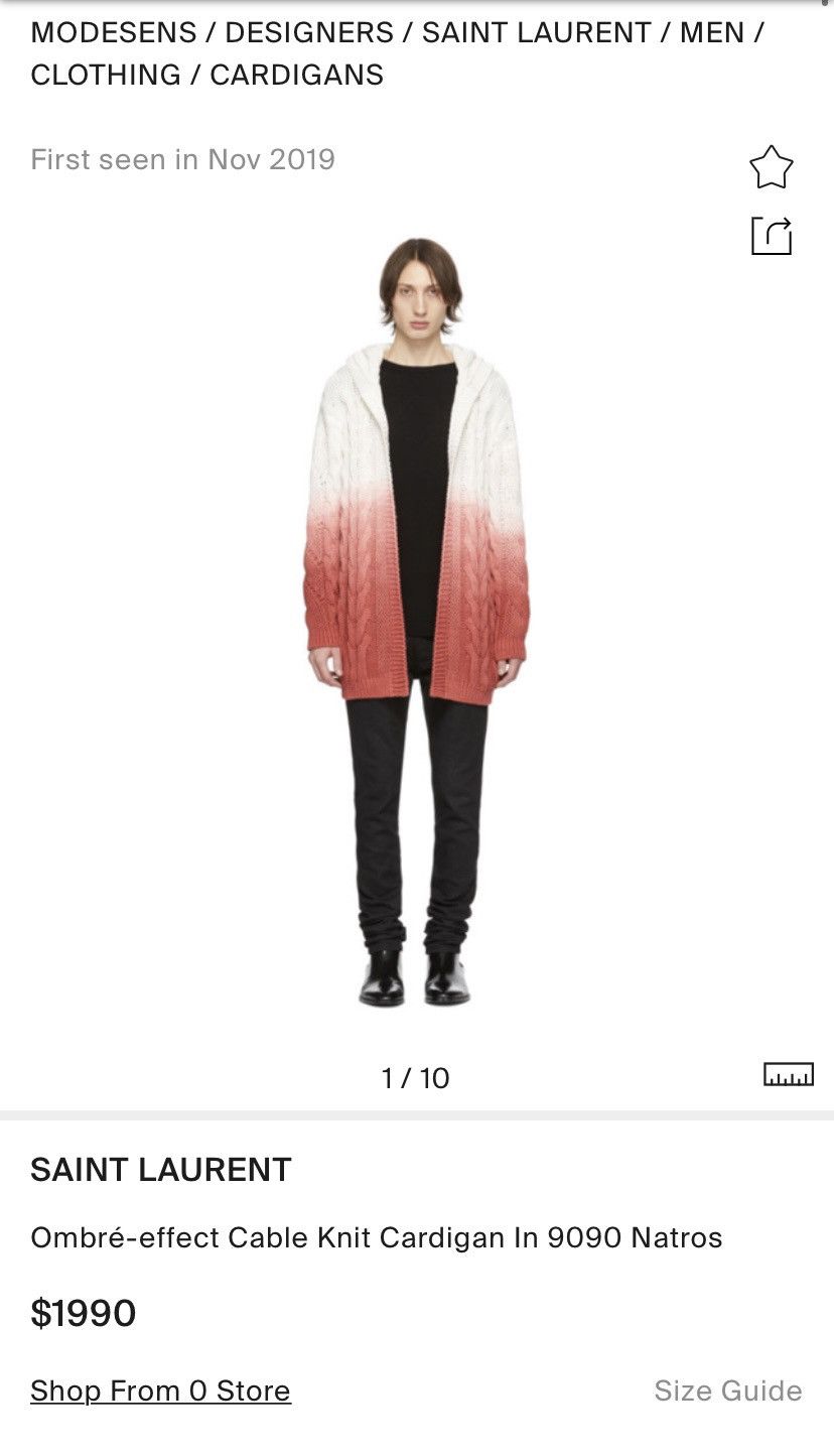 Saint Laurent Paris Saint Laurent Ombré effect Cable knit Cardigan Size US S / EU 44-46 / 1 - 5 Thumbnail