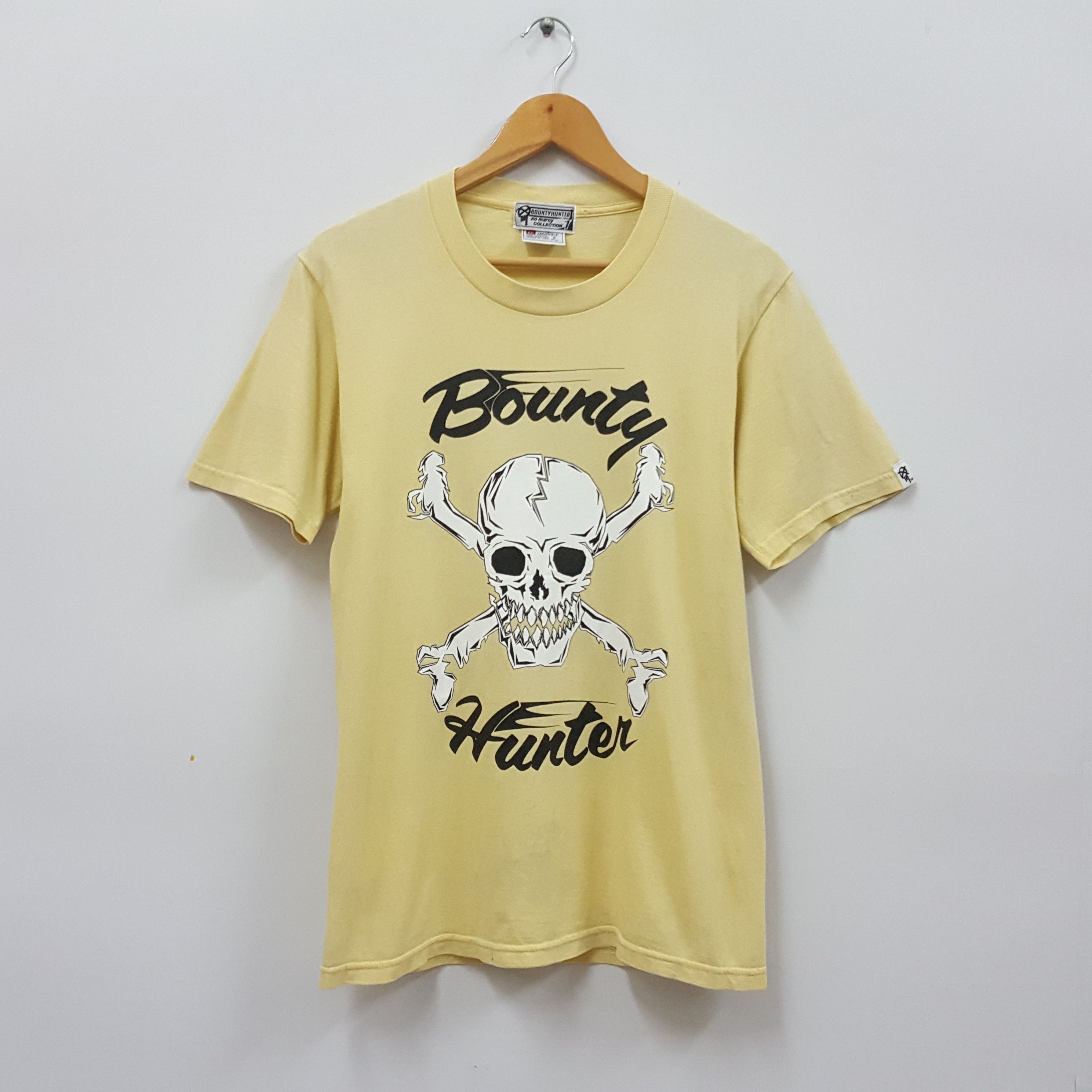 image of 90's Bounty Hunter Nice Design T-Shirt Made In Usa in Yellow, Men's (Size Small)