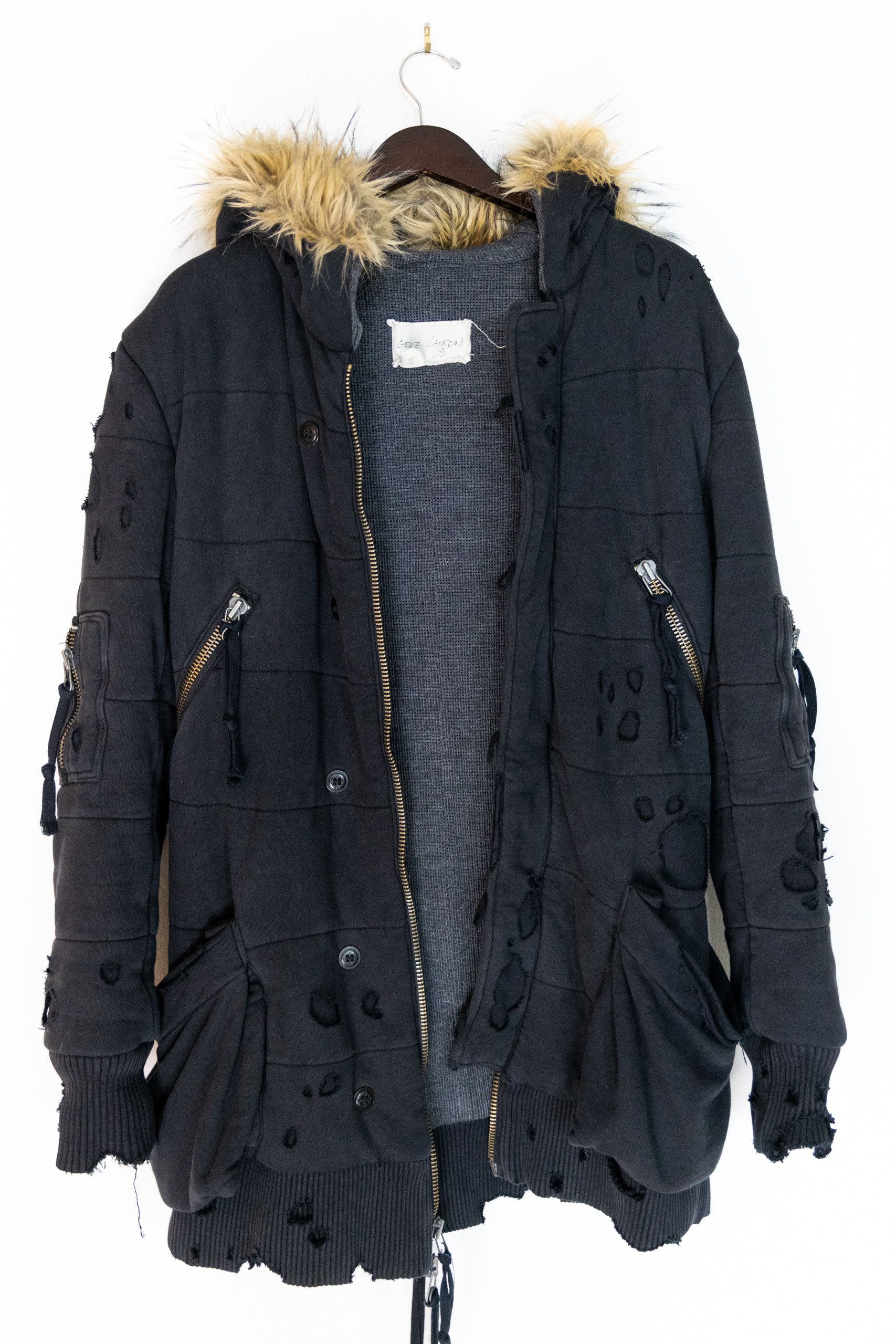 Greg Lauren Black fleece puffy parka Size US M / EU 48-50 / 2 - 11 Thumbnail
