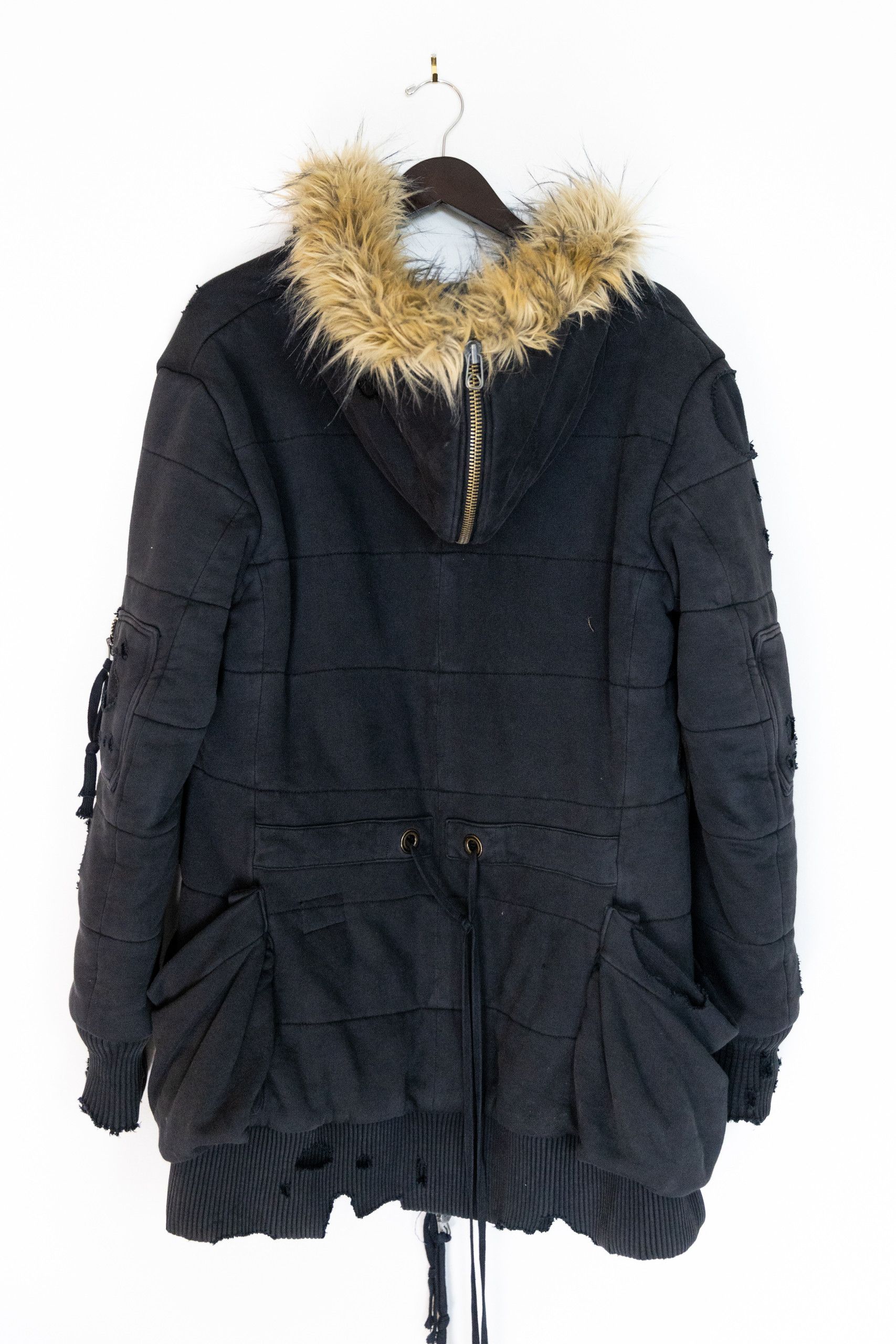 Greg Lauren Black fleece puffy parka Size US M / EU 48-50 / 2 - 14 Thumbnail