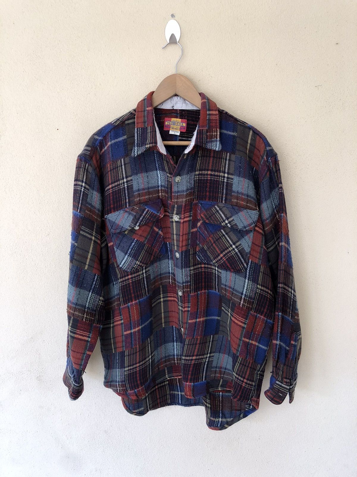 Flannel 🔥VINTAGE BOB-COX PATCHWORK FLANNEL JACKET Size US L / EU 52-54 / 3 - 5 Thumbnail