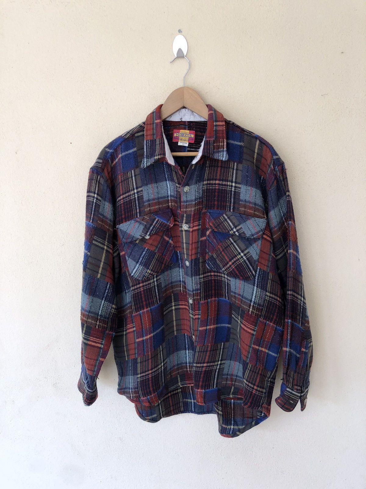 Flannel 🔥VINTAGE BOB-COX PATCHWORK FLANNEL JACKET Size US L / EU 52-54 / 3 - 4 Thumbnail
