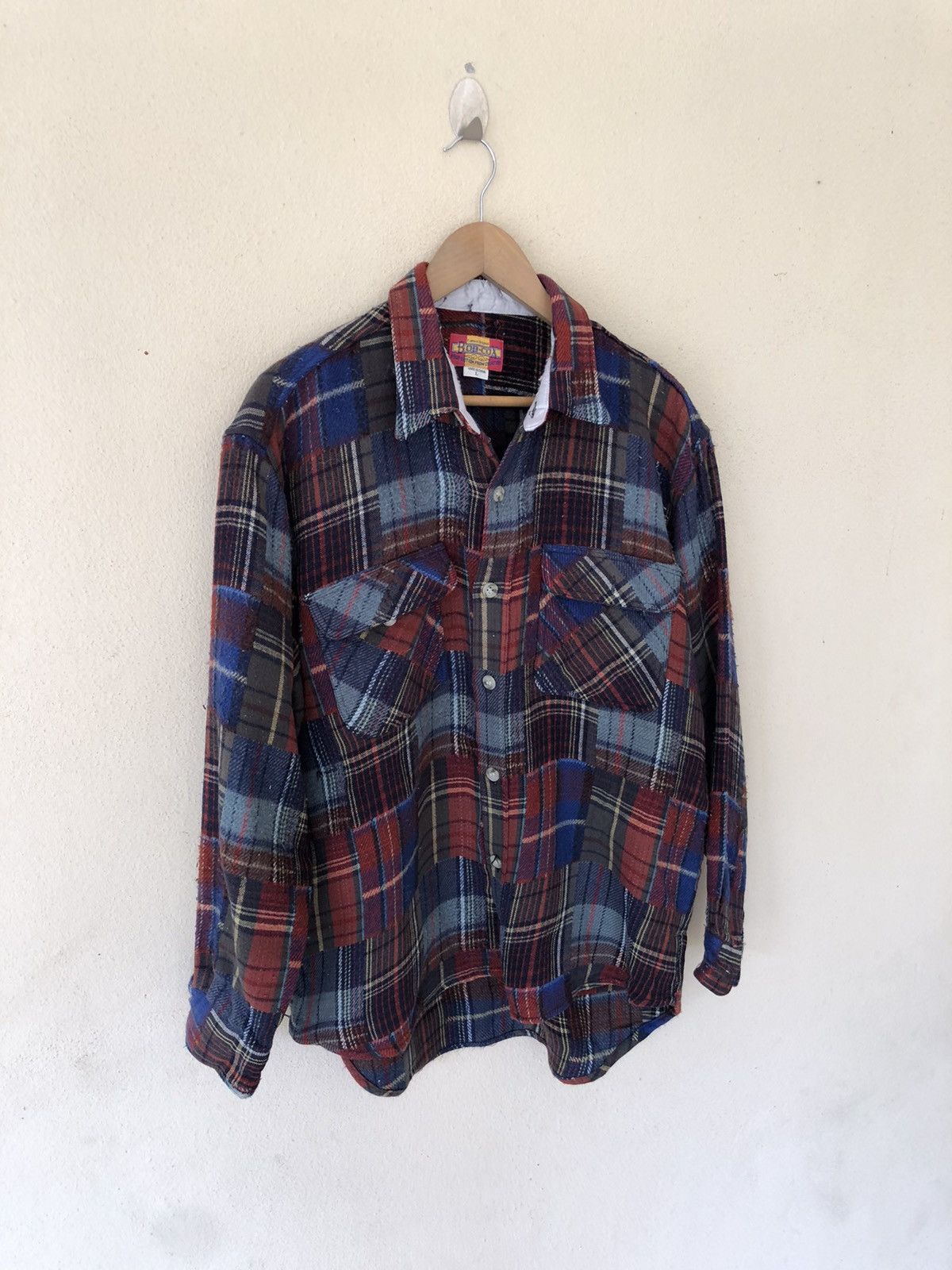 Flannel 🔥VINTAGE BOB-COX PATCHWORK FLANNEL JACKET Size US L / EU 52-54 / 3 - 7 Thumbnail