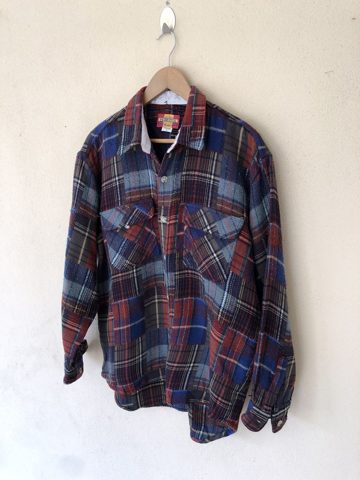 Flannel 🔥VINTAGE BOB-COX PATCHWORK FLANNEL JACKET Size US L / EU 52-54 / 3 - 6 Thumbnail