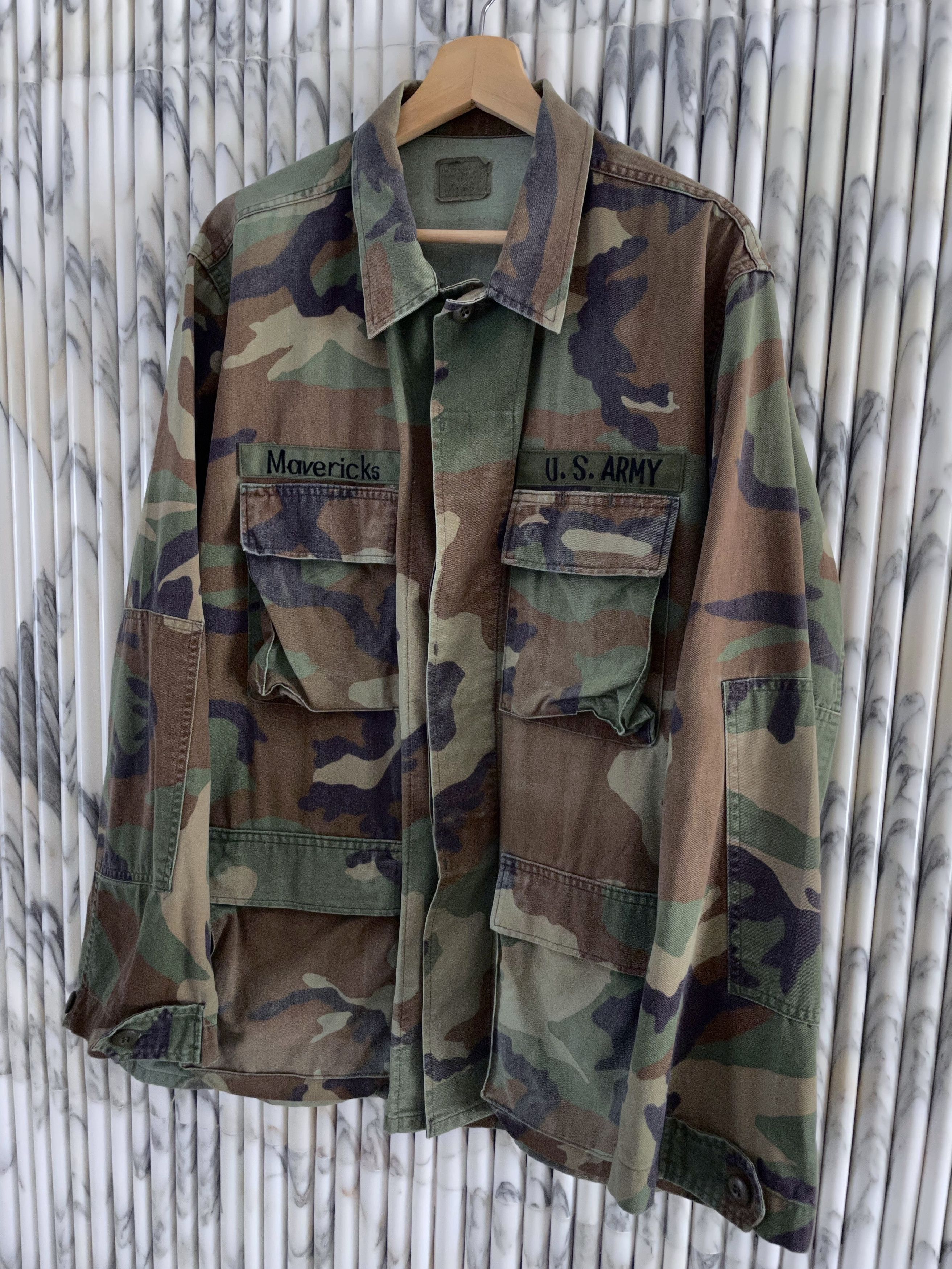 Vintage 'MAVERICKS' WOODLAND CAMOUFLAGE ARMY UNIFORM FIELD PARKA Size US L / EU 52-54 / 3 - 3 Thumbnail