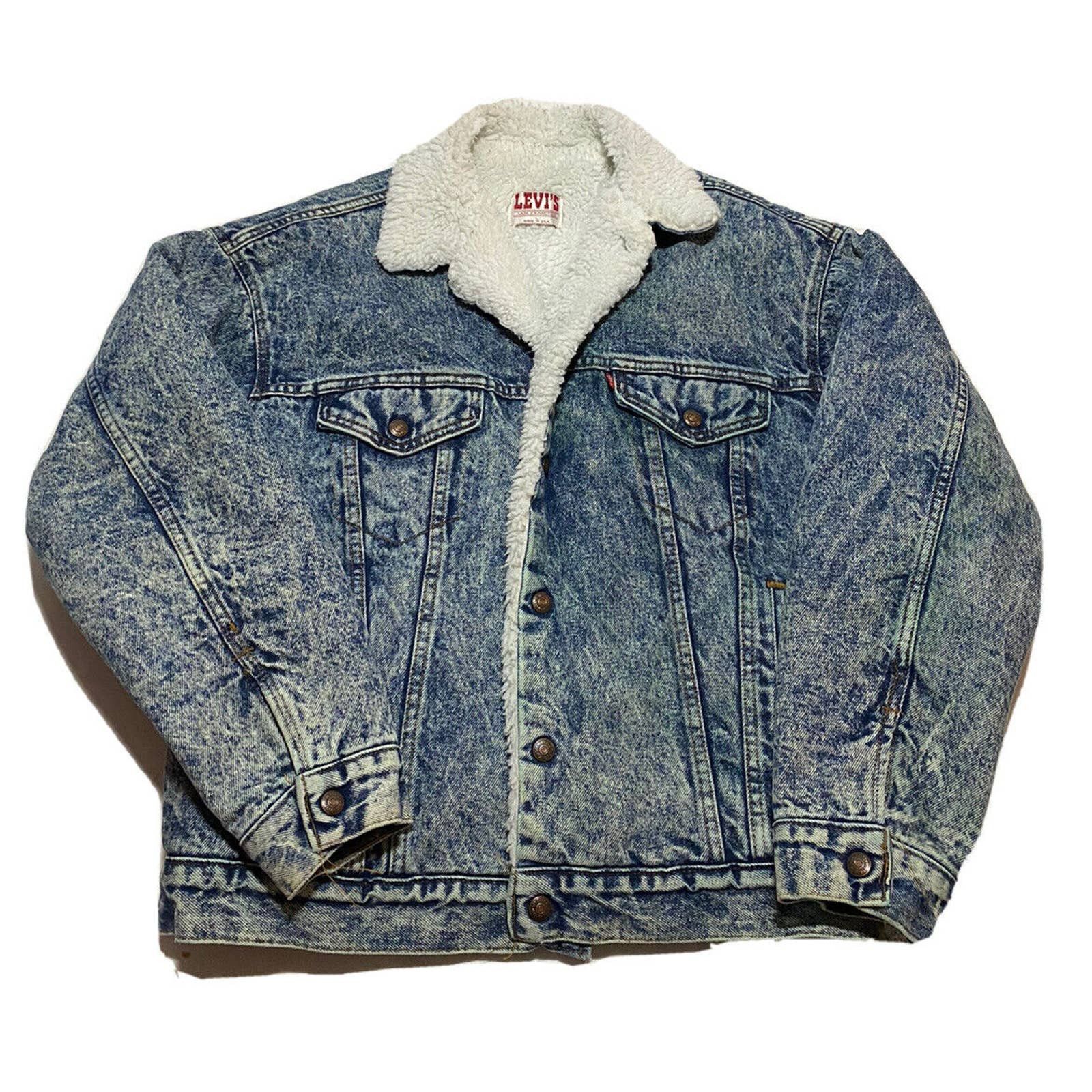 Vintage Levi’s Denim Jacket Sz L Sherpa Trucker M6