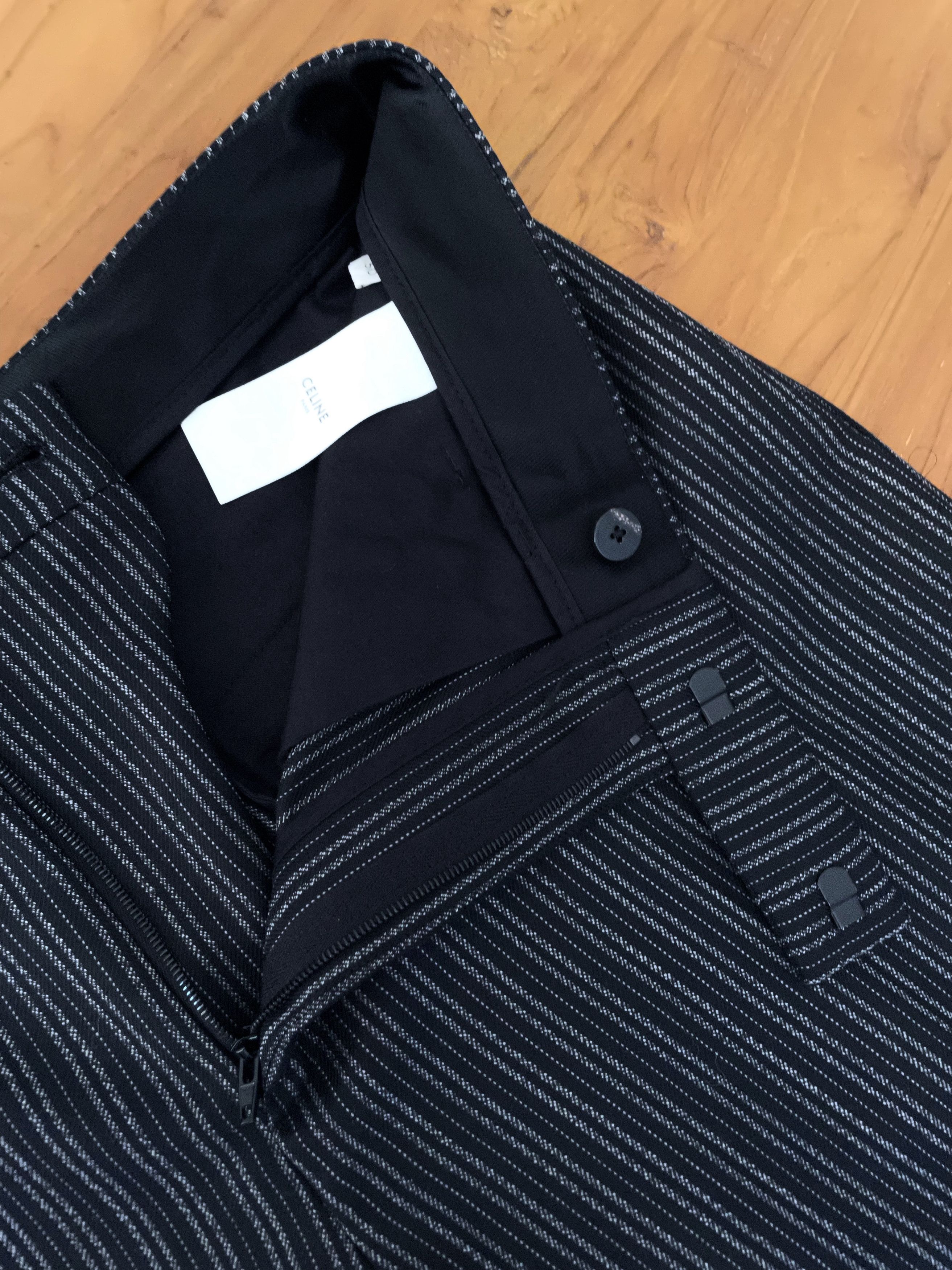 Celine × Hedi Slimane SS19 CLASSIC ENGLISH STRIPED WOOL TROUSERS Size 50S - 7 Thumbnail