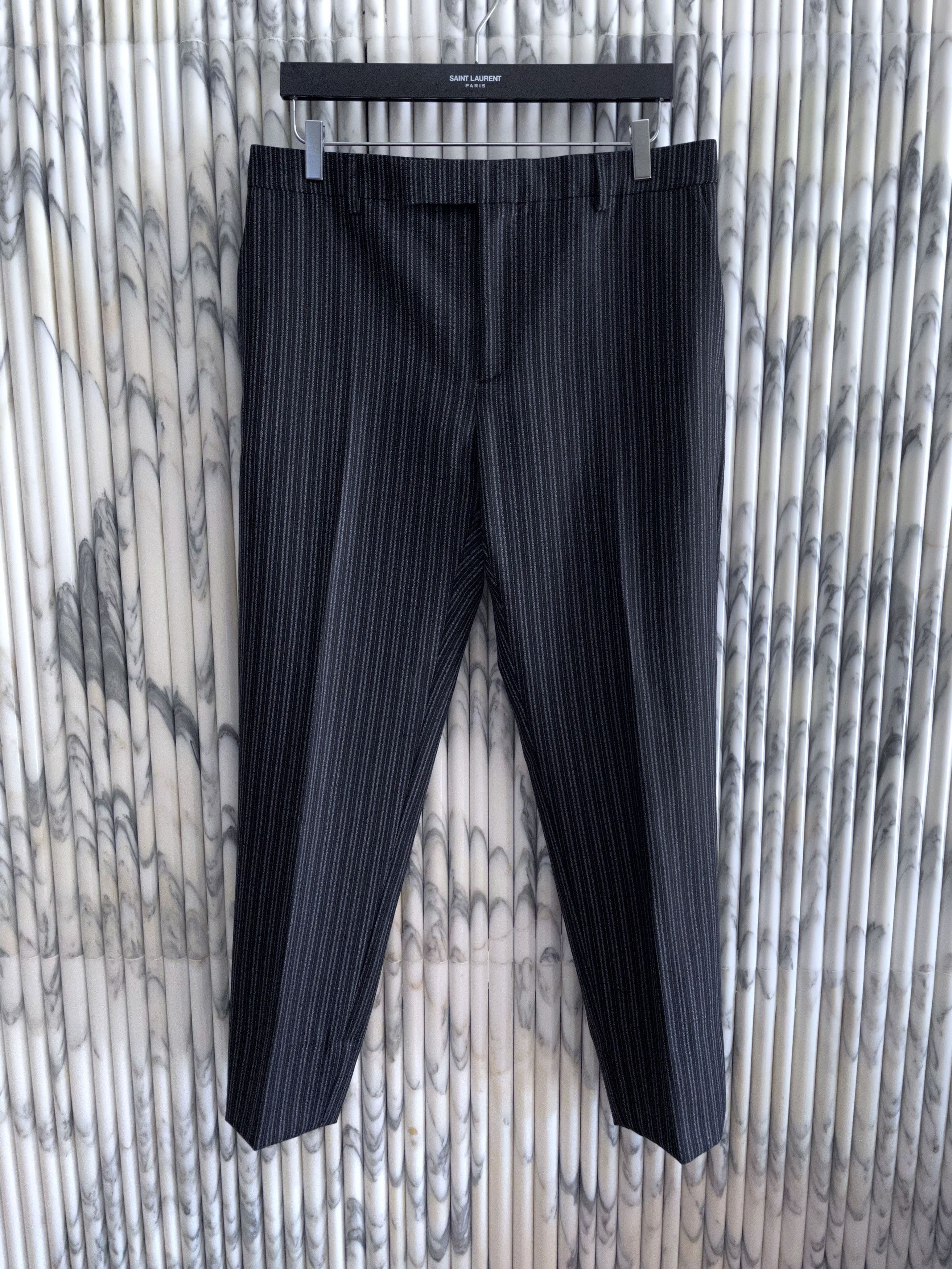 Celine × Hedi Slimane SS19 CLASSIC ENGLISH STRIPED WOOL TROUSERS Size 50S - 6 Thumbnail