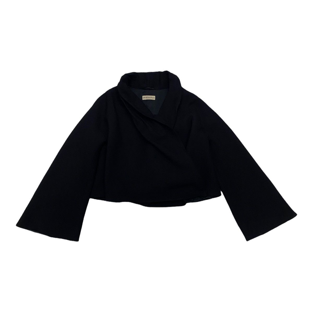 Emporio Armani × Giorgio Armani EMPORIO ARMANI CROPPED TWISTED COLLAR CROP JACKET Size US S / EU 44-46 / 1 - 5 Thumbnail