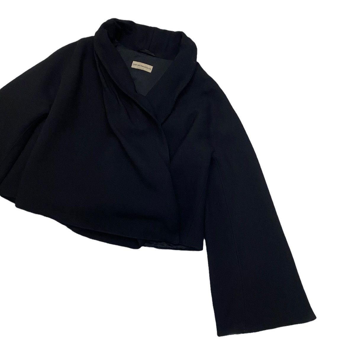 Emporio Armani × Giorgio Armani EMPORIO ARMANI CROPPED TWISTED COLLAR CROP JACKET Size US S / EU 44-46 / 1 - 2 Thumbnail