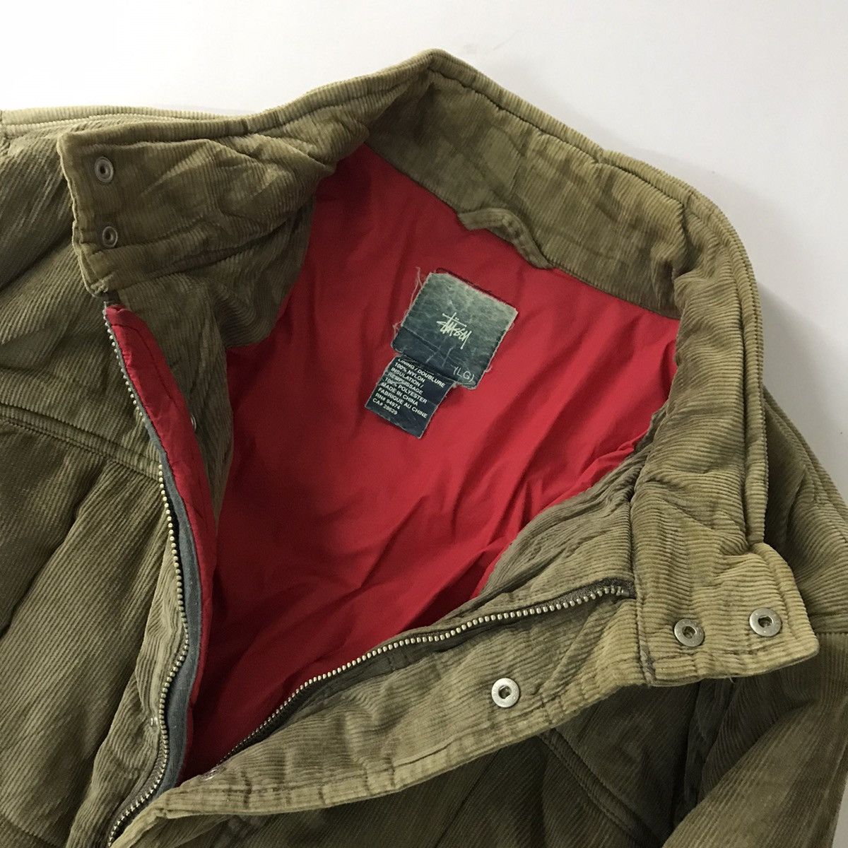 Stussy × Vintage Stussy Streetwear Puffer Corduroy khaki faded Jacket Size US L / EU 52-54 / 3 - 6 Thumbnail